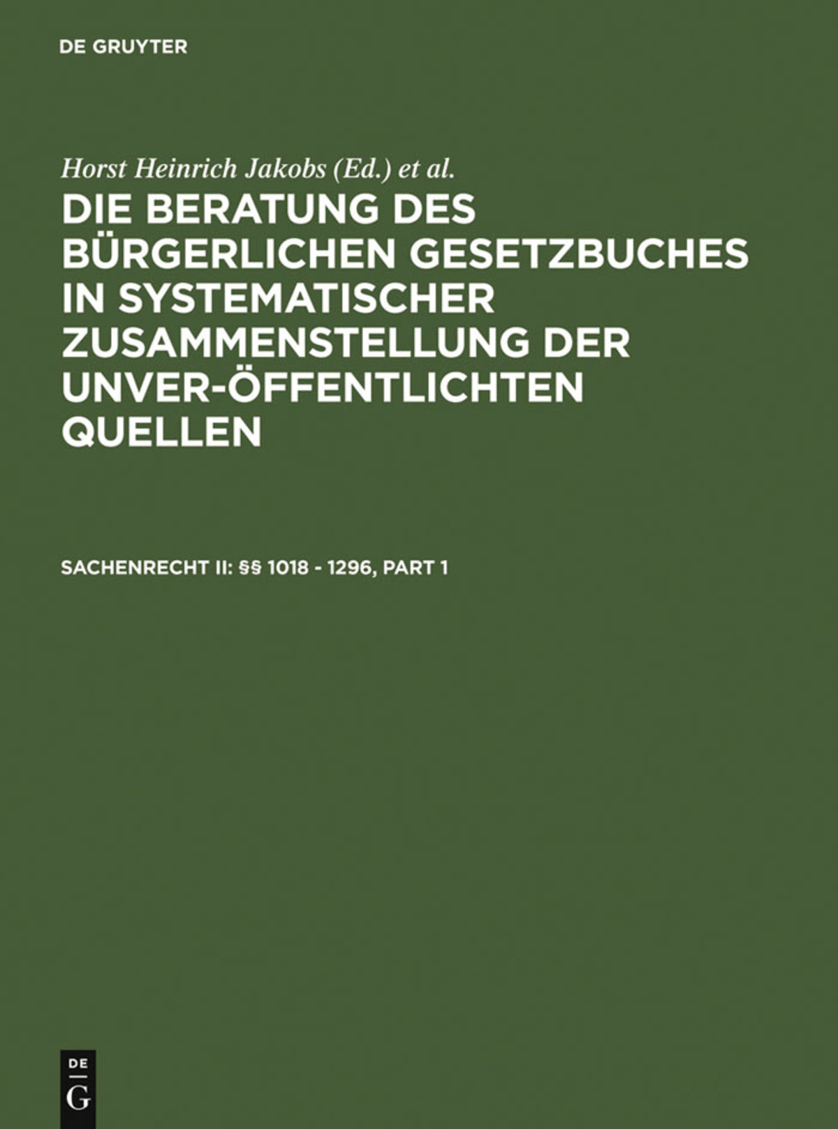 Cover image for Sachenrecht II: §§ 1018 - 1296 ISBN 9783110127256
