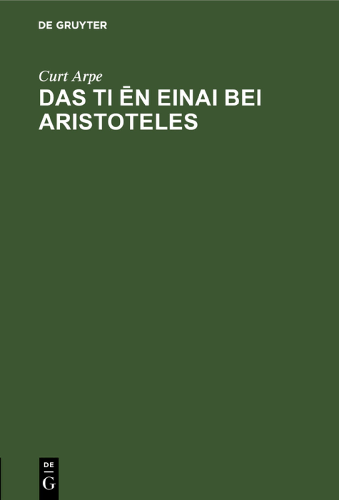 Das Ti ēn einai bei Aristoteles