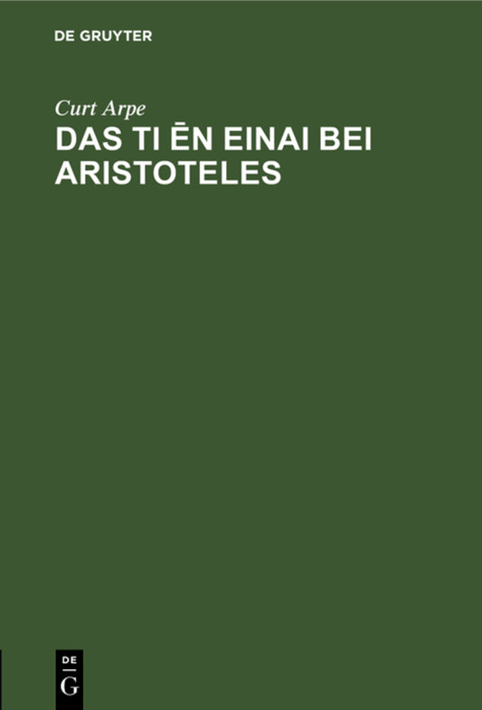 Das Ti ēn einai bei Aristoteles