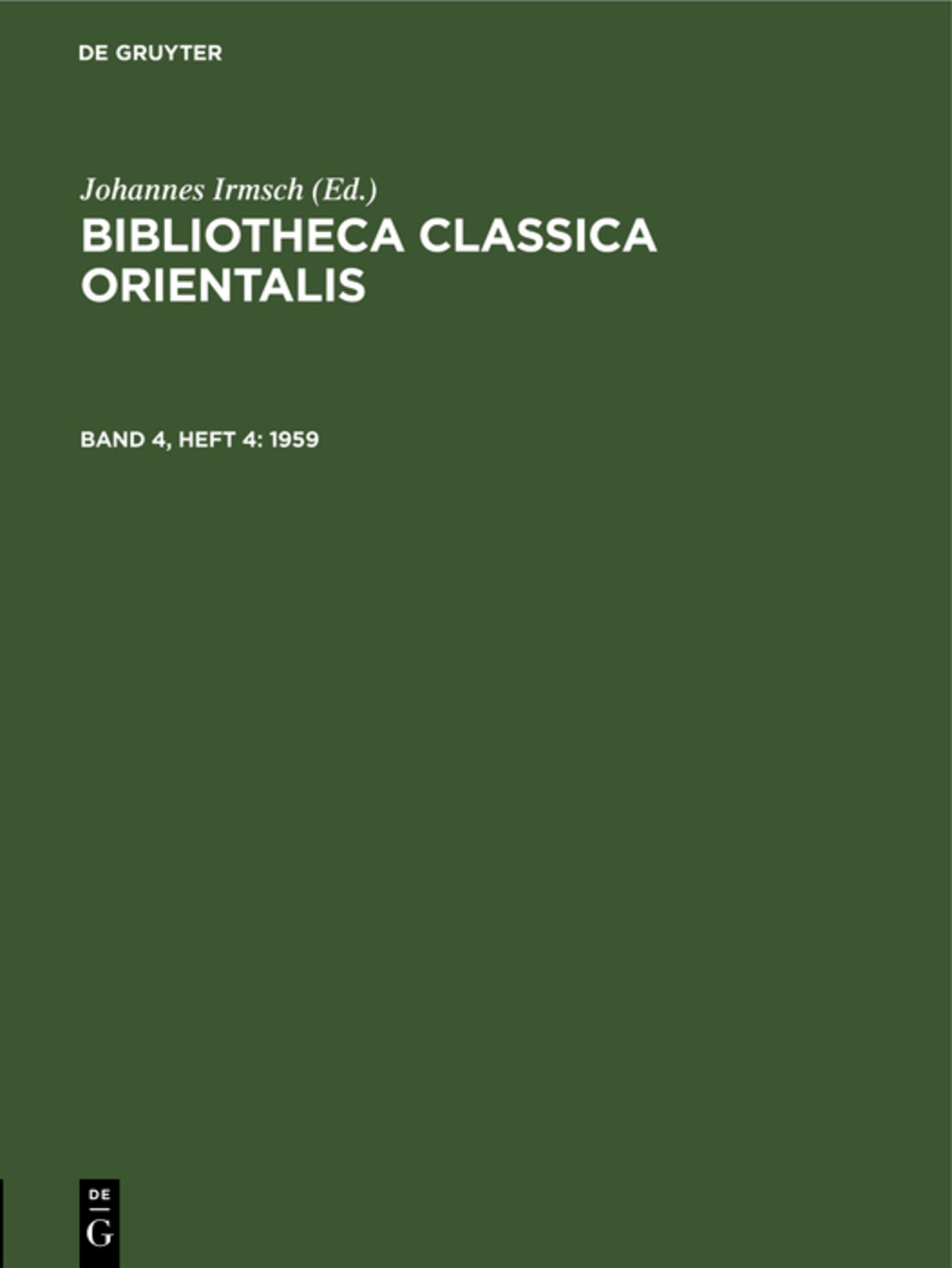 Bibliotheca Classica Orientalis. Band 4, Heft 4