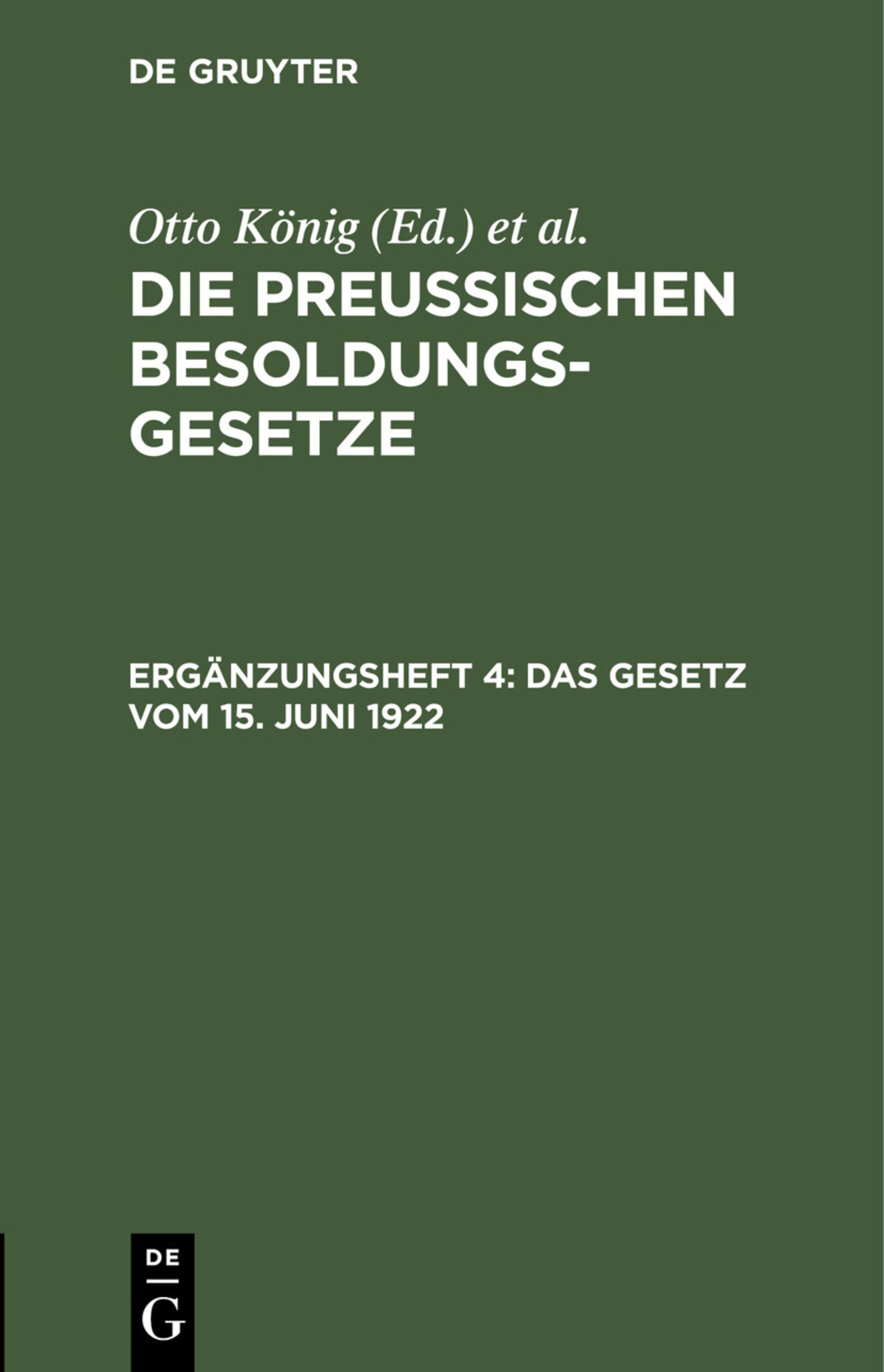 Das Gesetz vom 15. Juni 1922