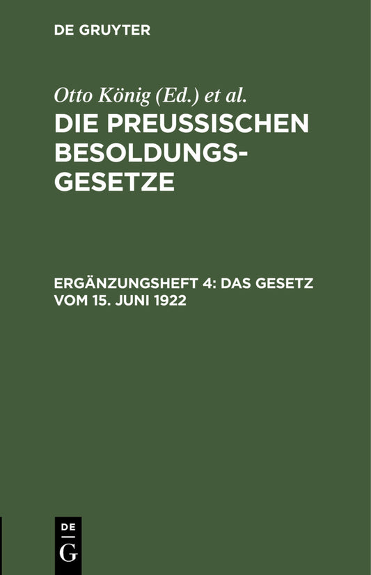 Das Gesetz vom 15. Juni 1922
