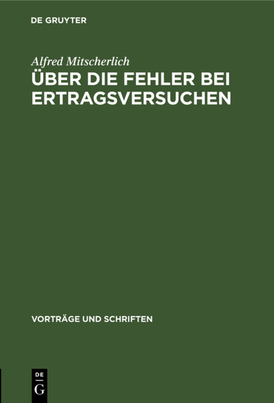 Über die Fehler bei Ertragsversuchen
