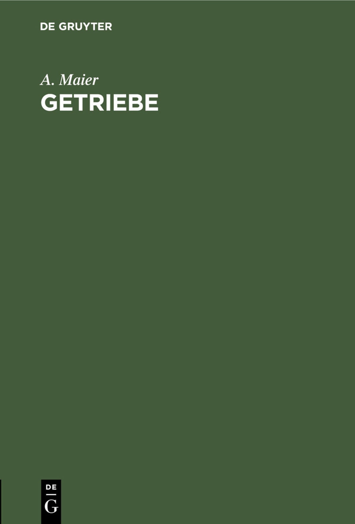 Cover image for Getriebe ISBN 9783112458594