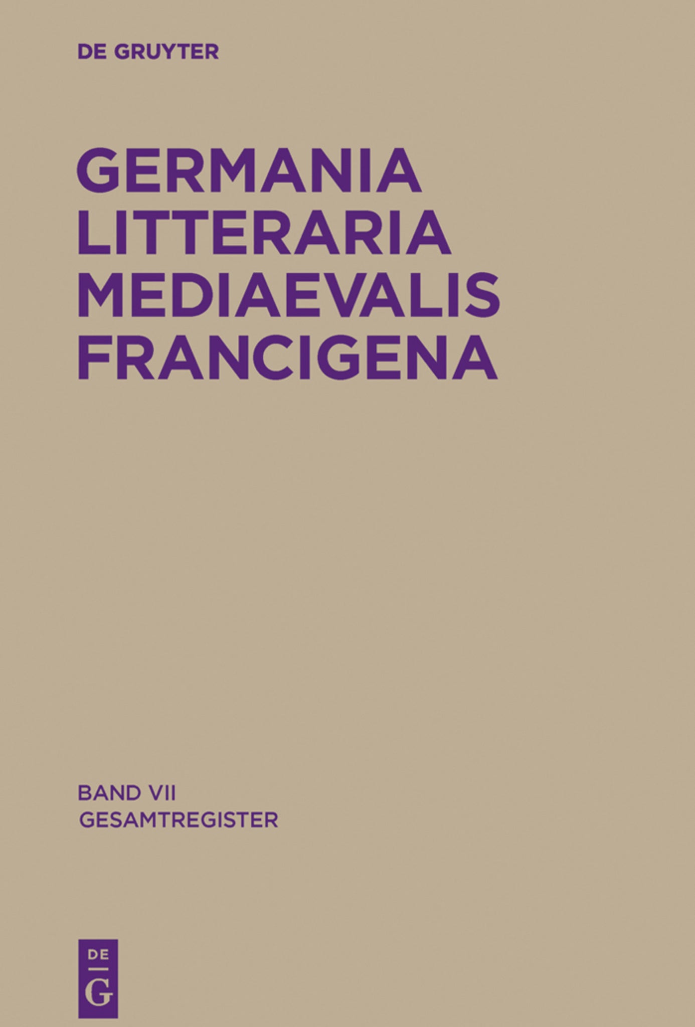 Cover image for Gesamtregister ISBN 9783110229783