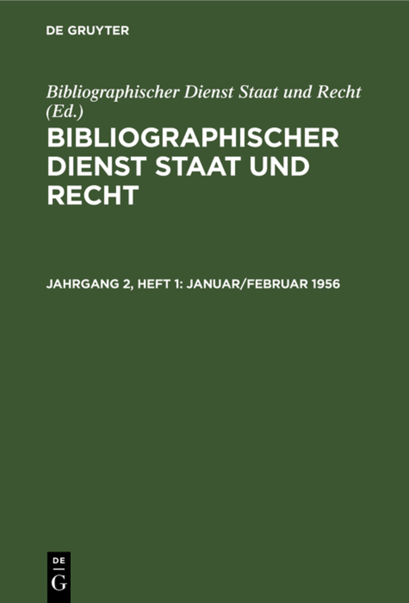 Cover image for Januar/Februar 1956 ISBN 9783112565032