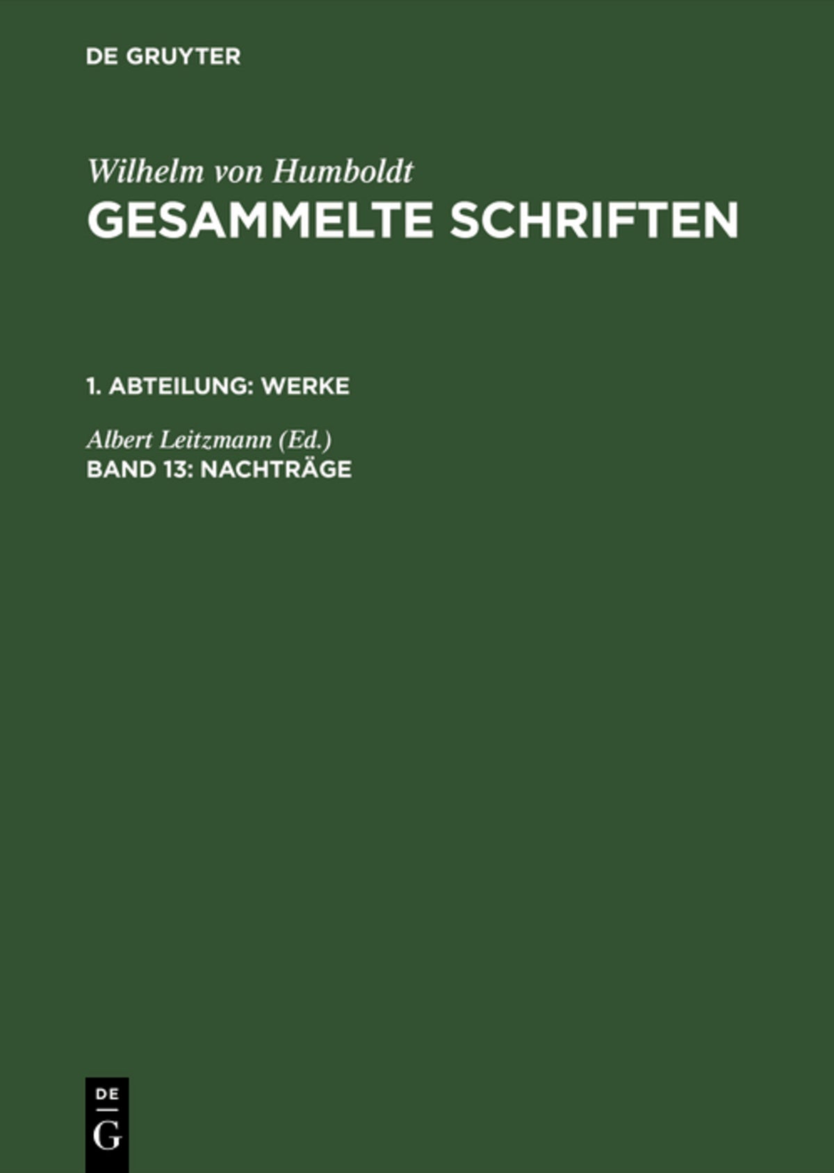 Cover image for Nachträge ISBN 9783110192650