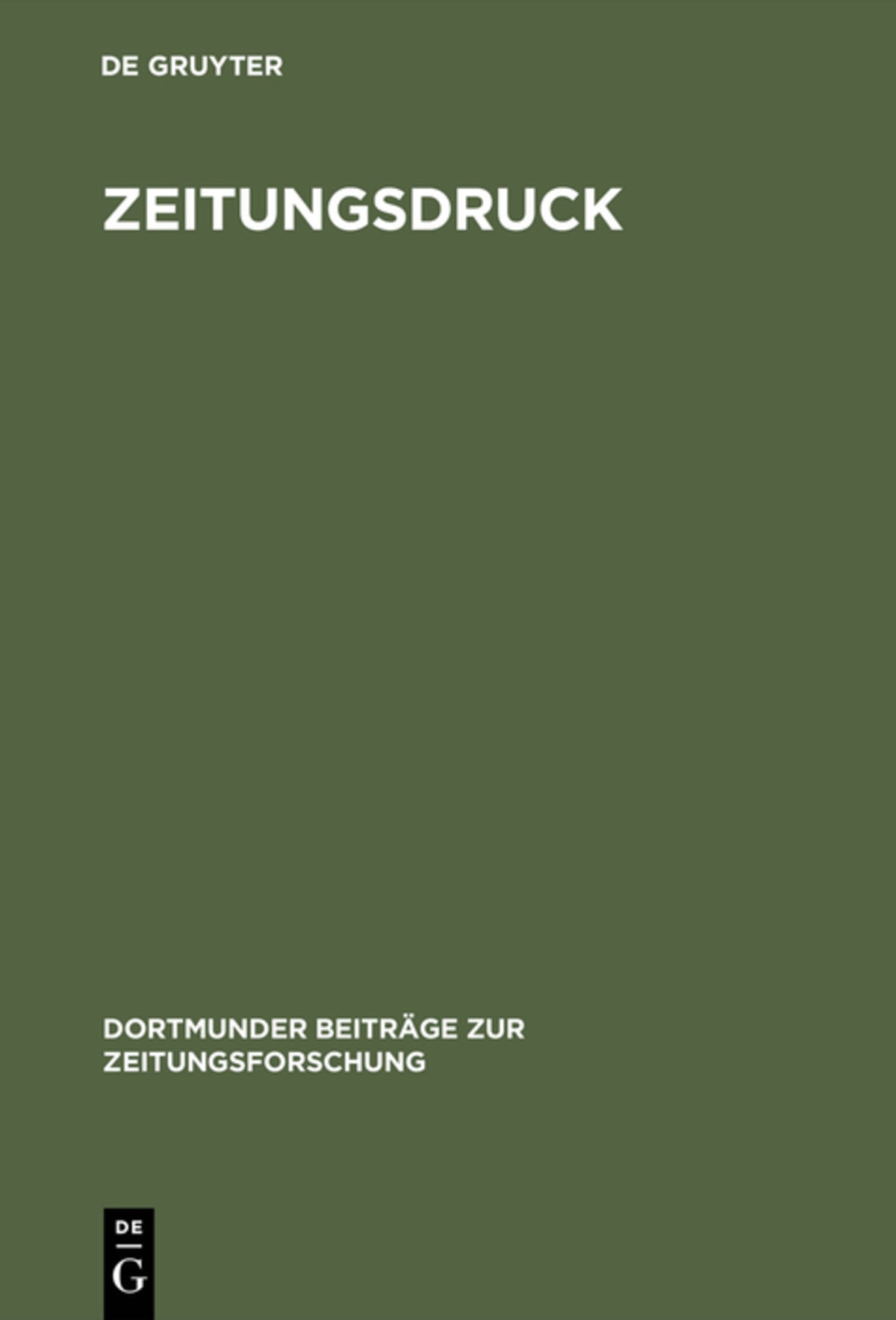 Cover image for Zeitungsdruck ISBN 9783598213212