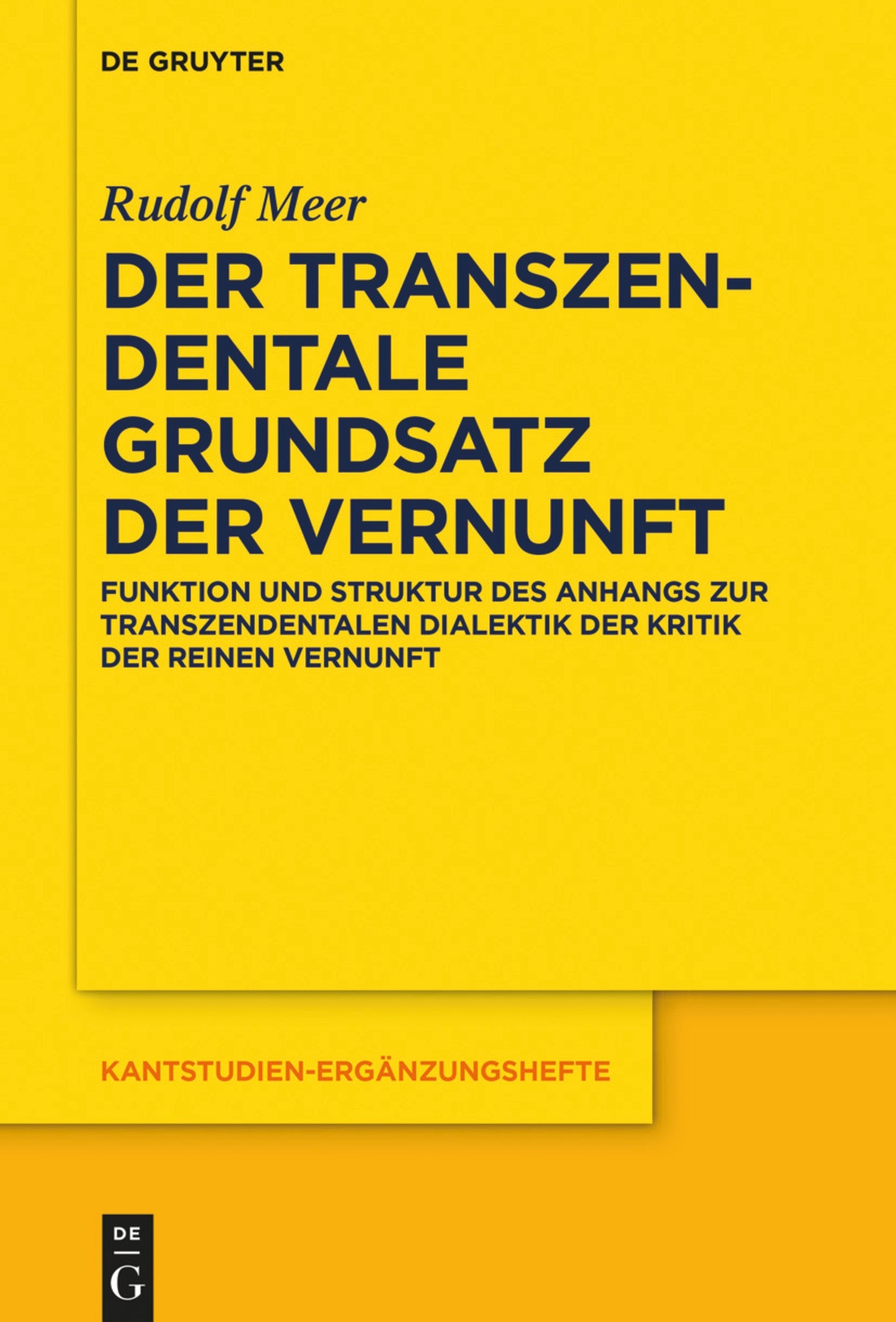Cover image for Der transzendentale Grundsatz der Vernunft ISBN 9783110623161