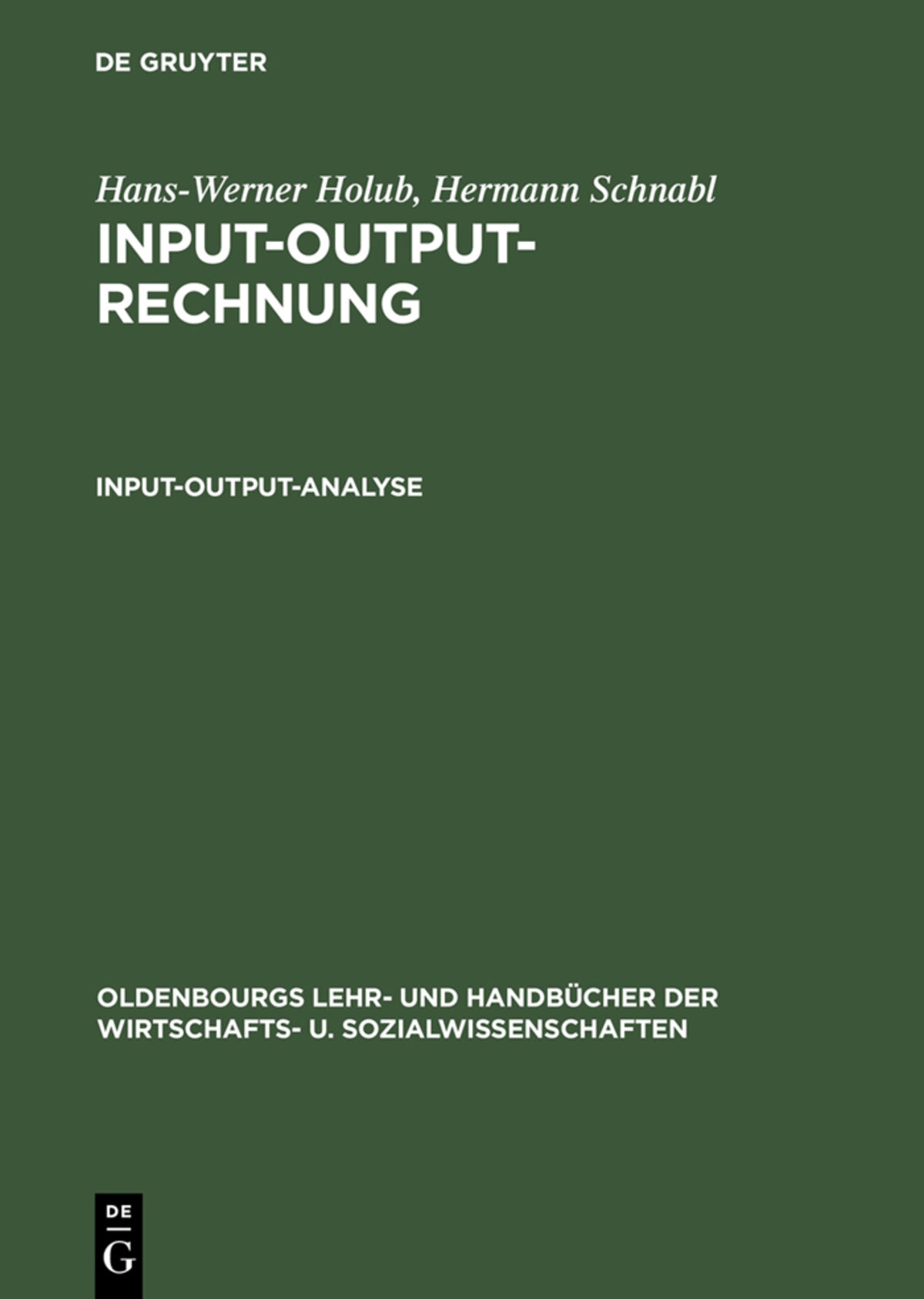 Cover image for Input-Output-Analyse ISBN 9783486265811