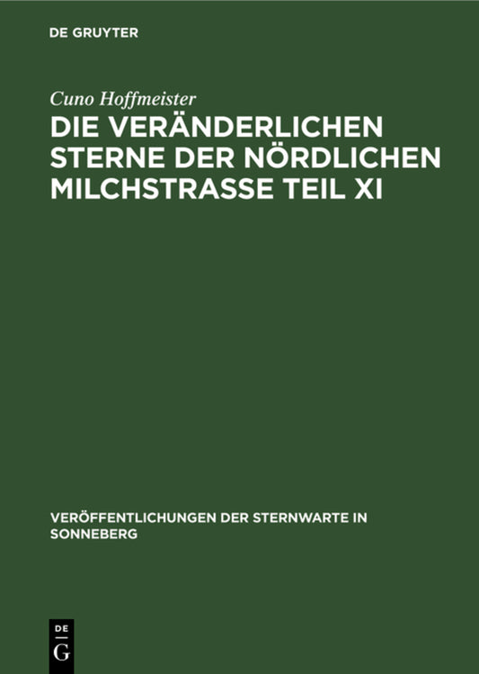 Die veränderlichen Sterne der nördlichen Milchstraße Teil XI