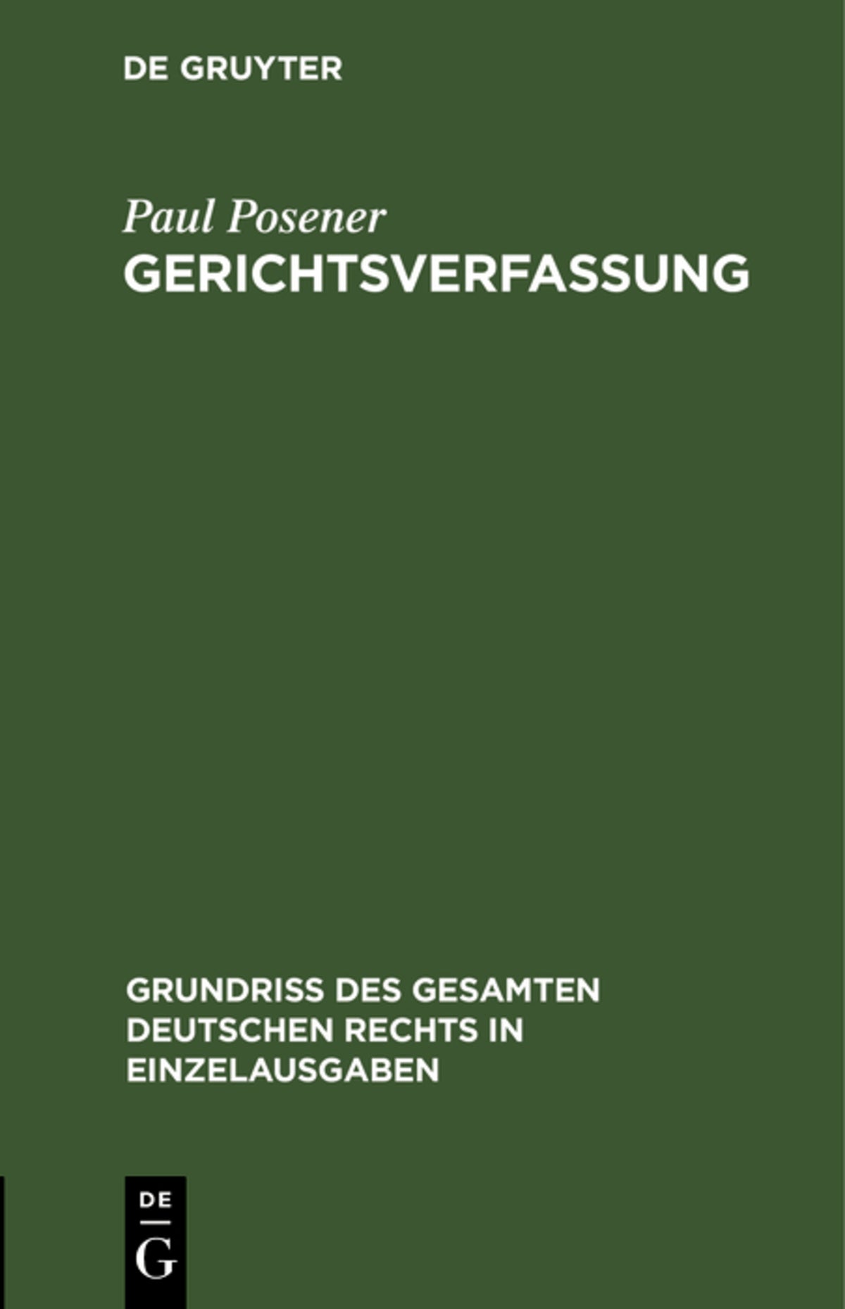 Cover image for Gerichtsverfassung ISBN 9783112633373