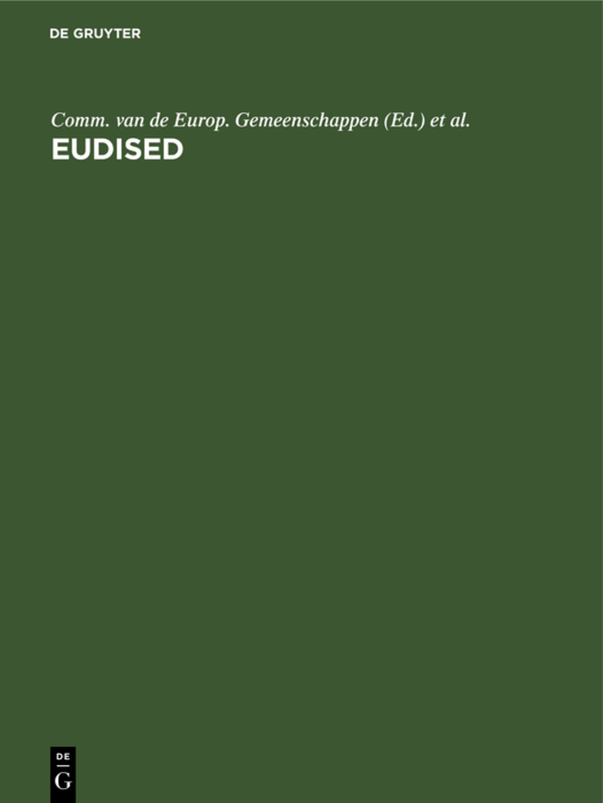 Cover image for Eudised ISBN 9783110098525
