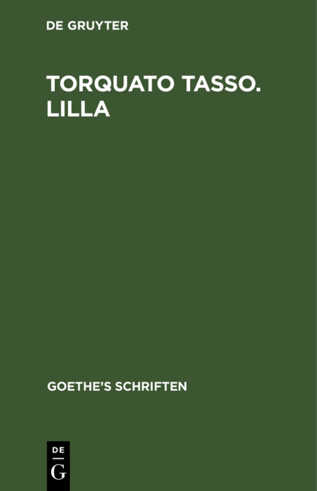 Cover image for [Torquato Tasso. Lila] ISBN 9783111064710