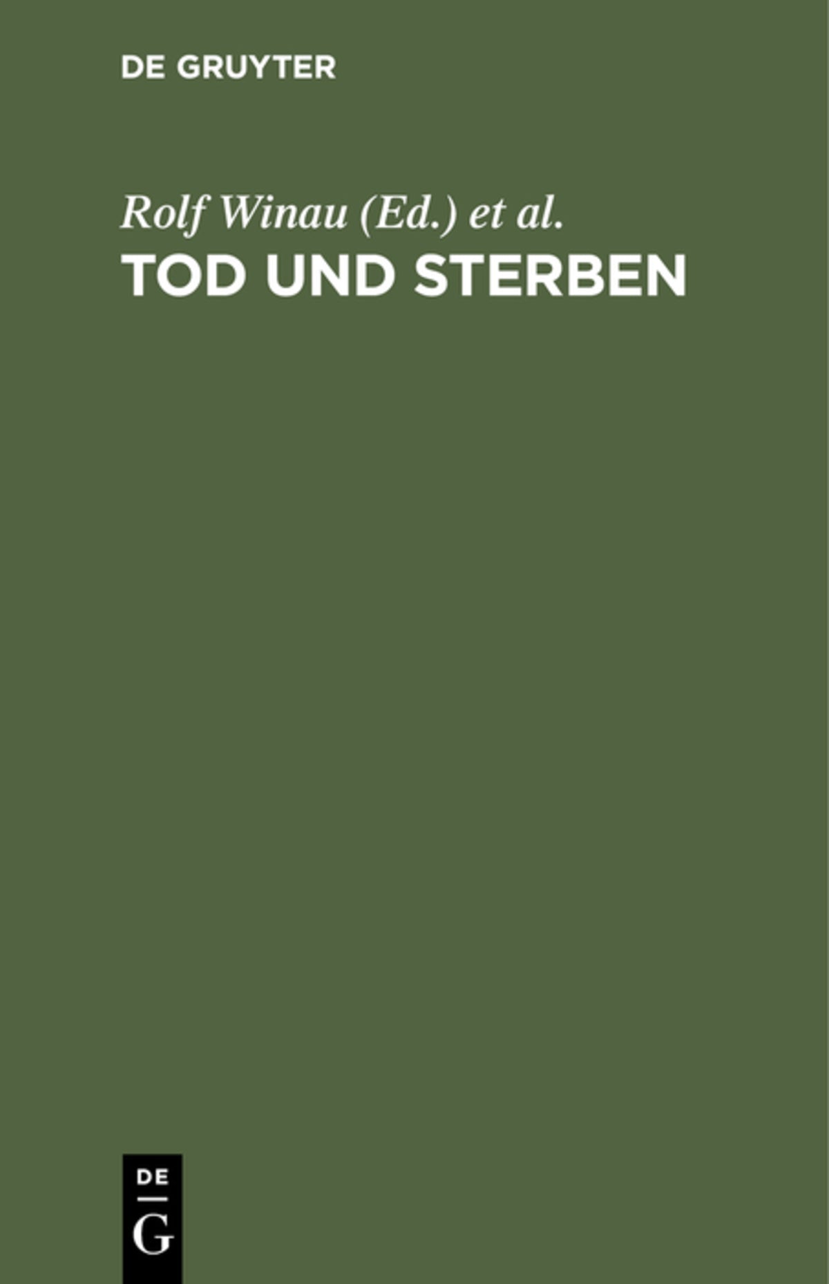 Cover image for Tod und Sterben ISBN 9783110100013