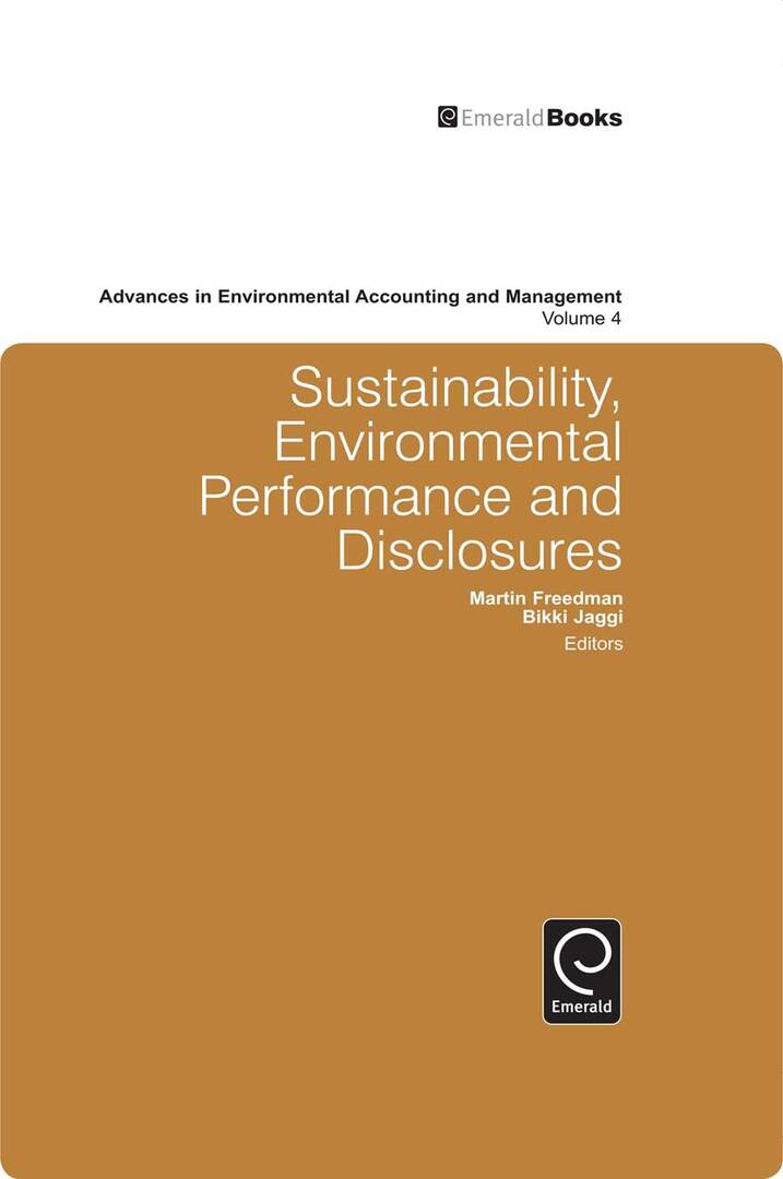 Cover image for Sustainability, Environmental Performance and Disclosures ISBN 9781849507646