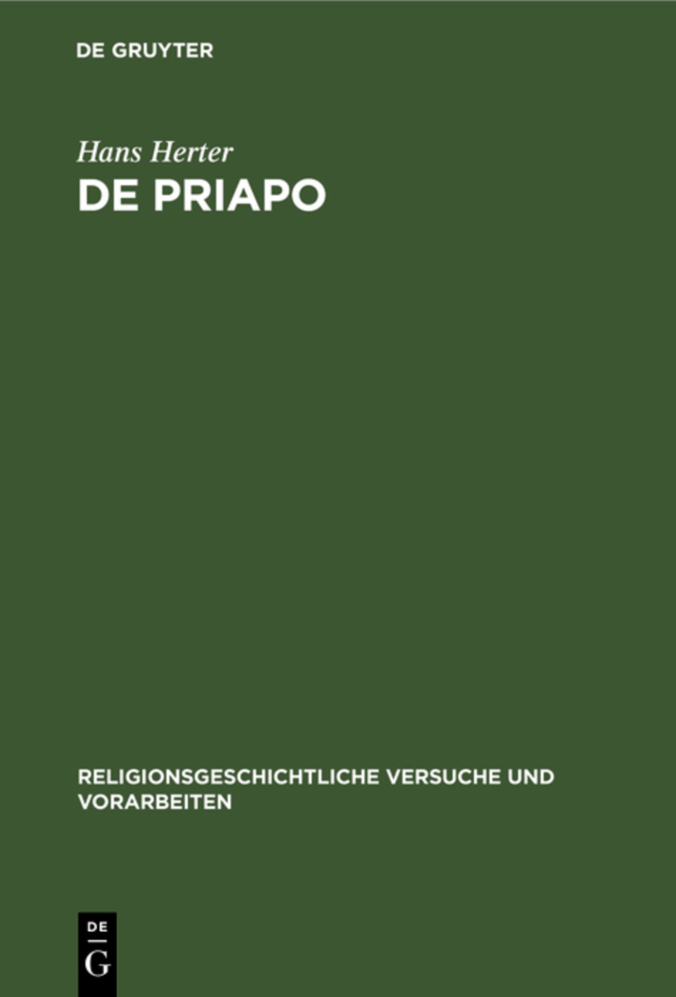 Cover image for De Priapo ISBN 9783111223513