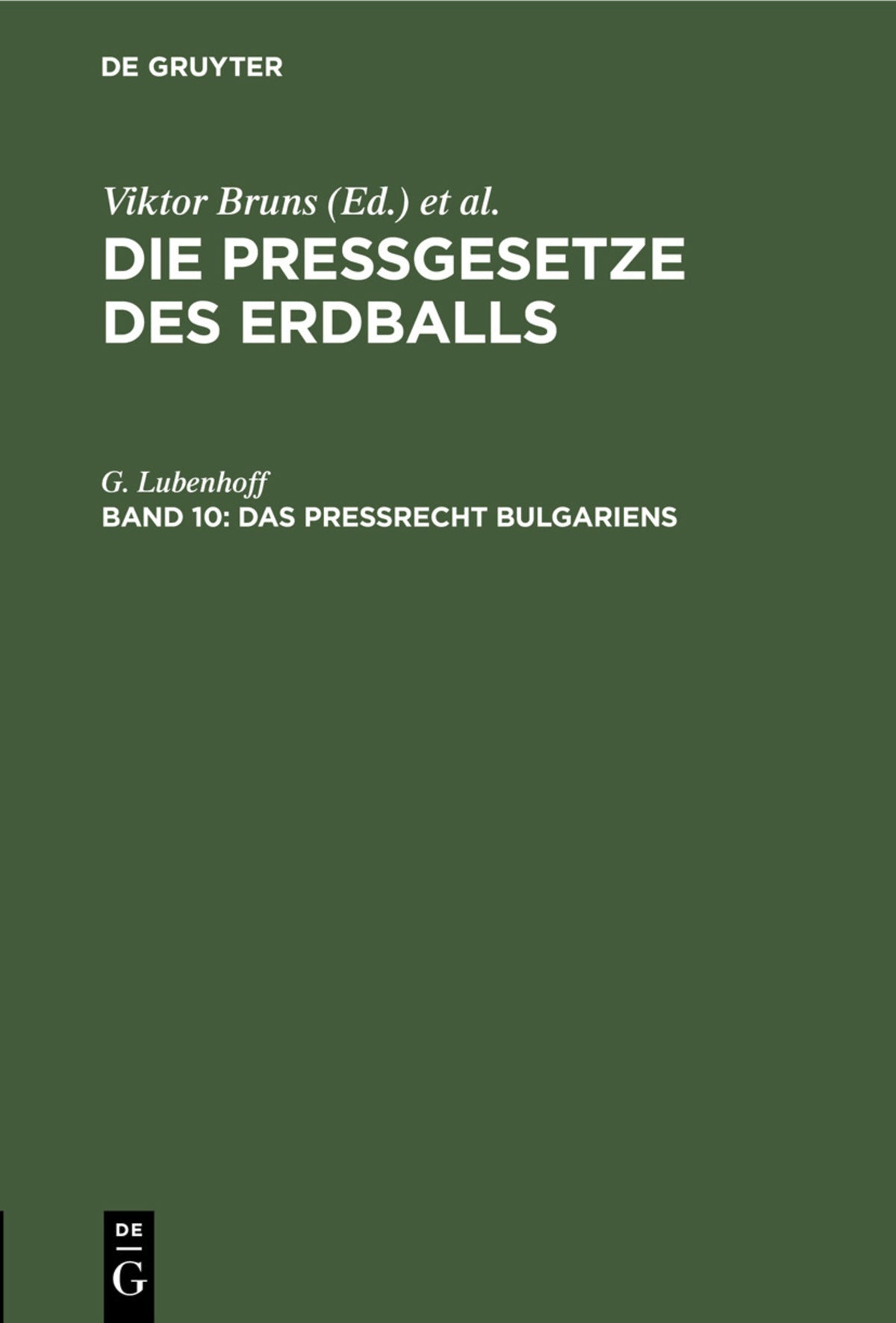 Das Preßrecht Bulgariens