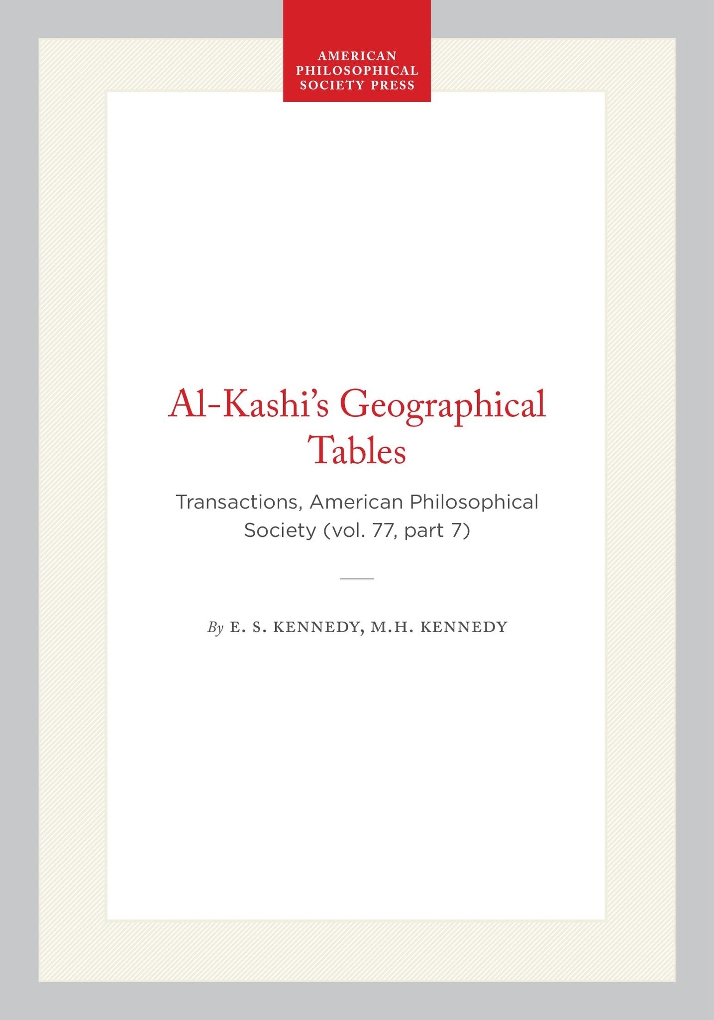 Al-Kashi's Geographical Tables