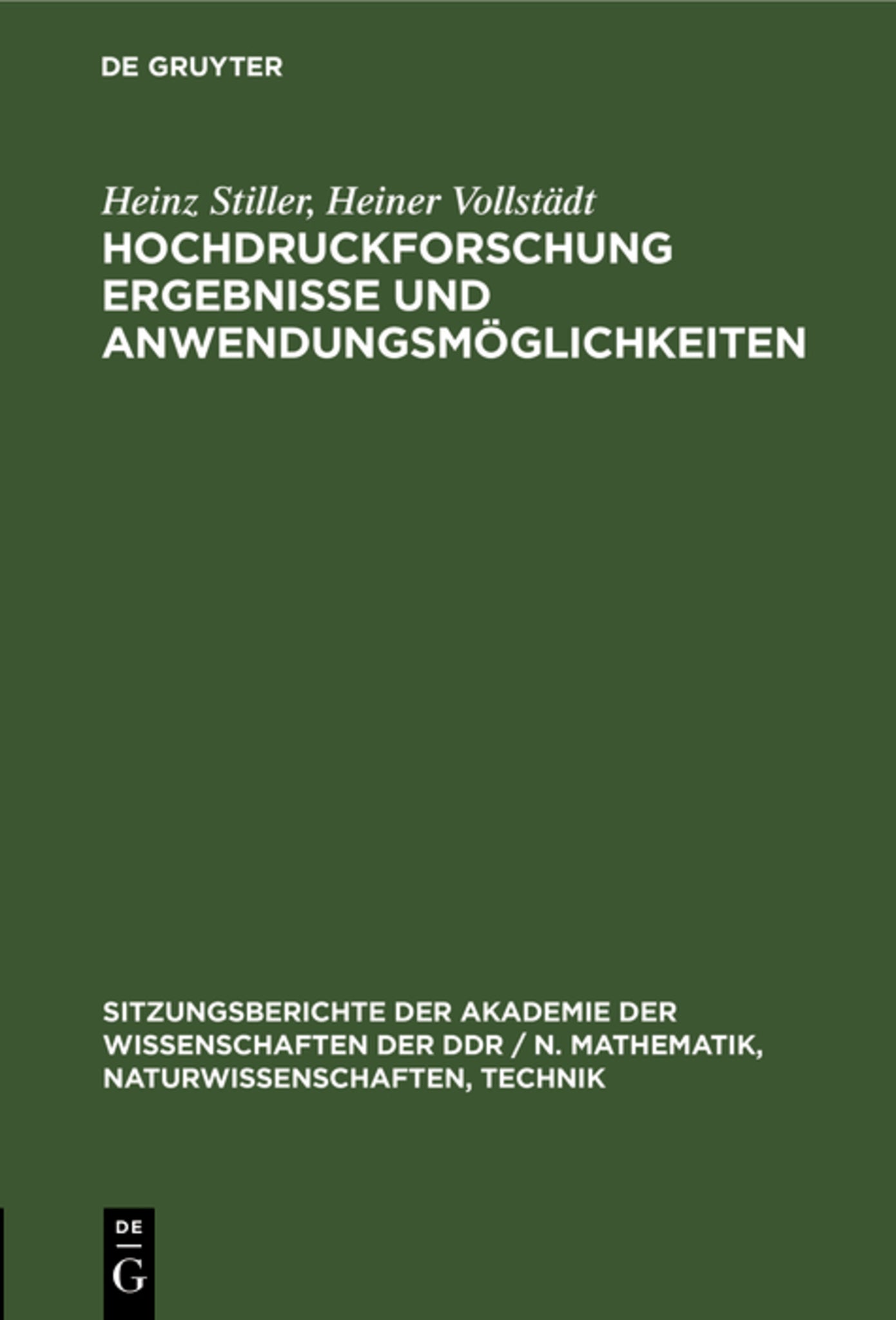 Hochdruckforschung Ergebnisse und Anwendungsmöglichkeiten