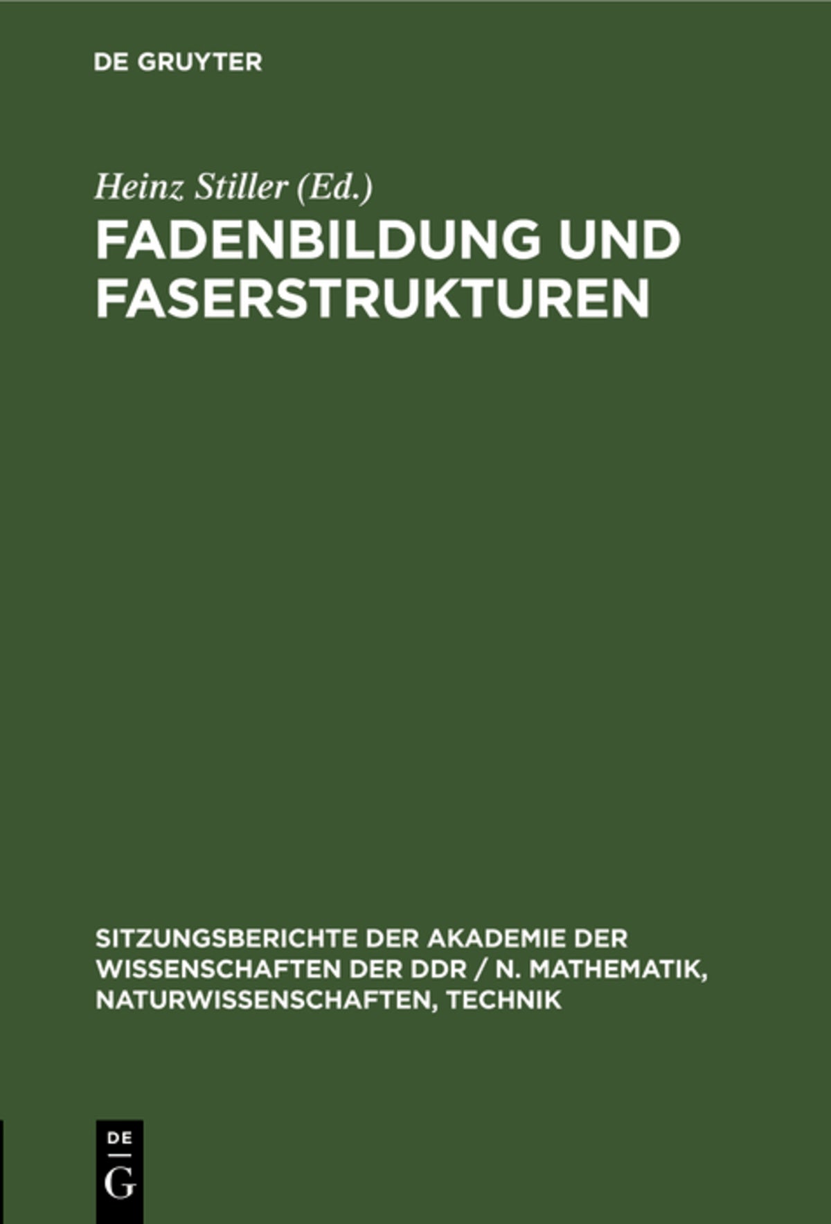 Cover image for Fadenbildung und Faserstrukturen ISBN 9783112578995