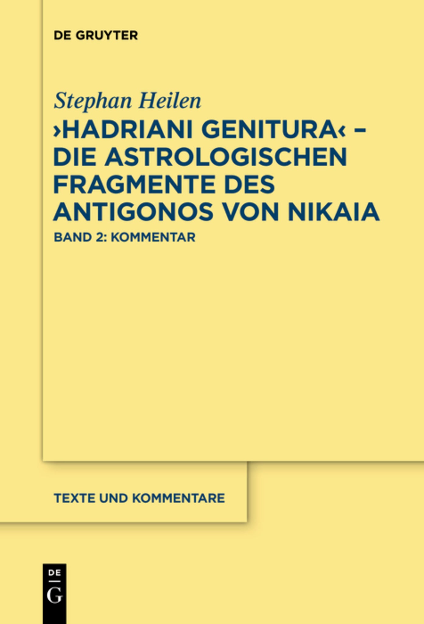 Cover image for "Hadriani genitura" – Die astrologischen Fragmente des Antigonos von Nikaia ISBN 9783110288476