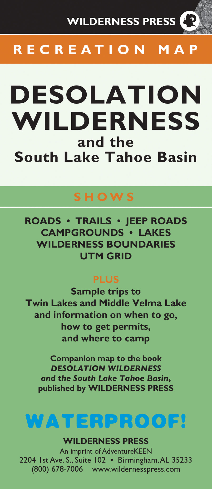 MAP Desolation Wilderness and the South Lake Tahoe Basin