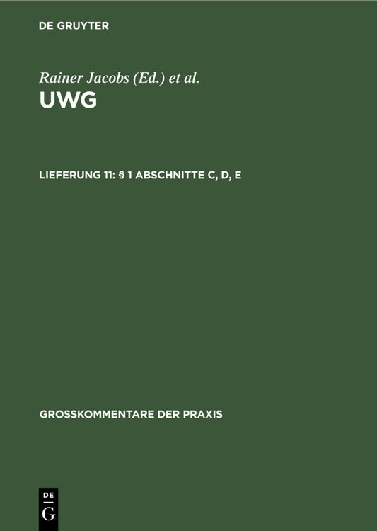 § 1 Abschnitte C, D, E