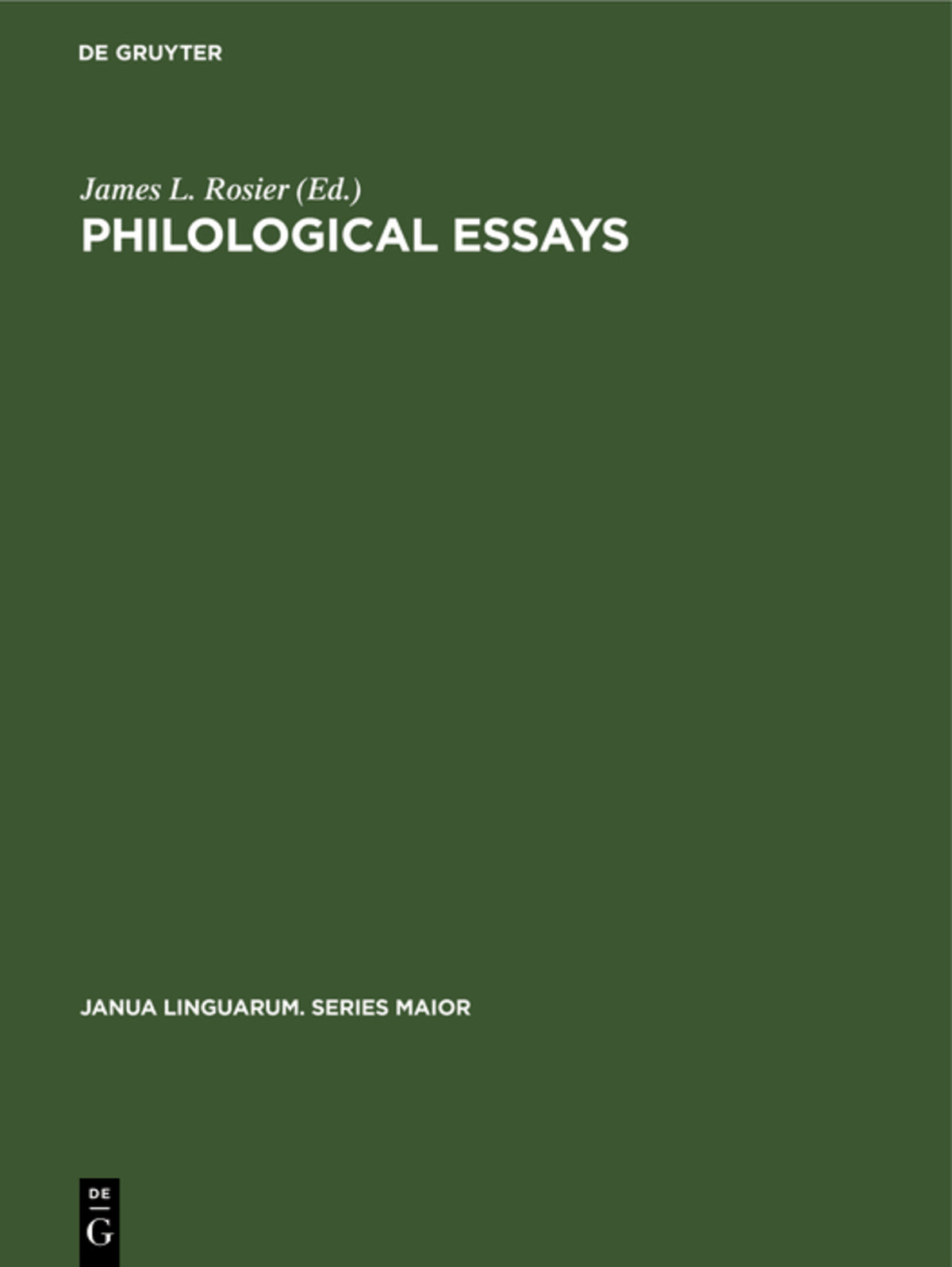 Cover image for Philological Essays ISBN 9789027907219