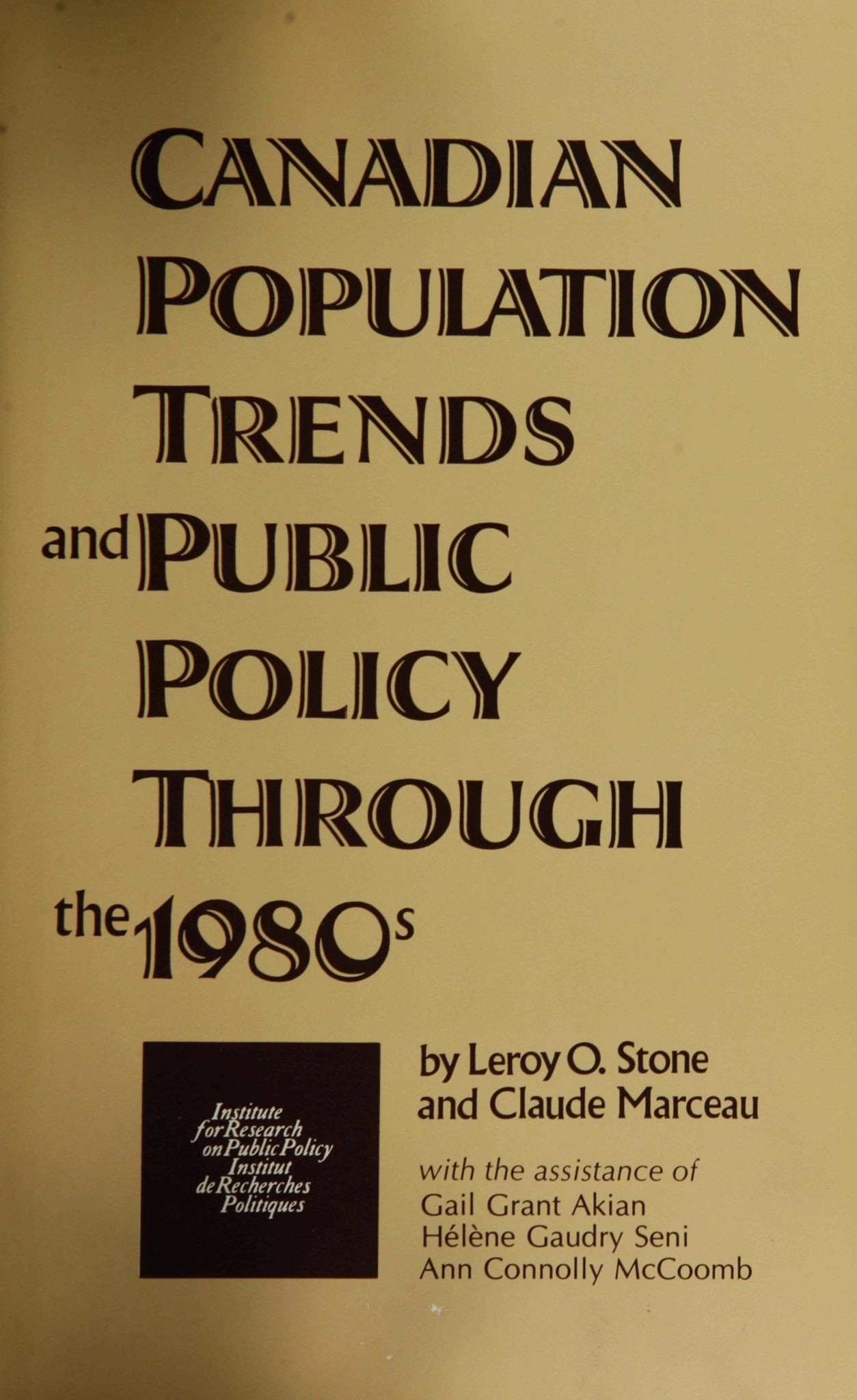 Cover image for Canadian Population Trends and Public Policy Through the 1980s ISBN 9780773594371