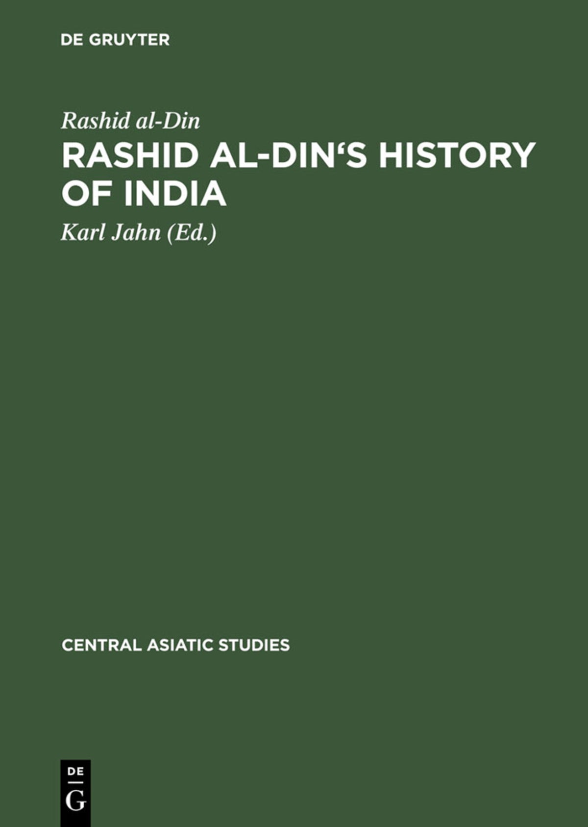 Cover image for Rashid al-Din's History of India ISBN 9783111257341