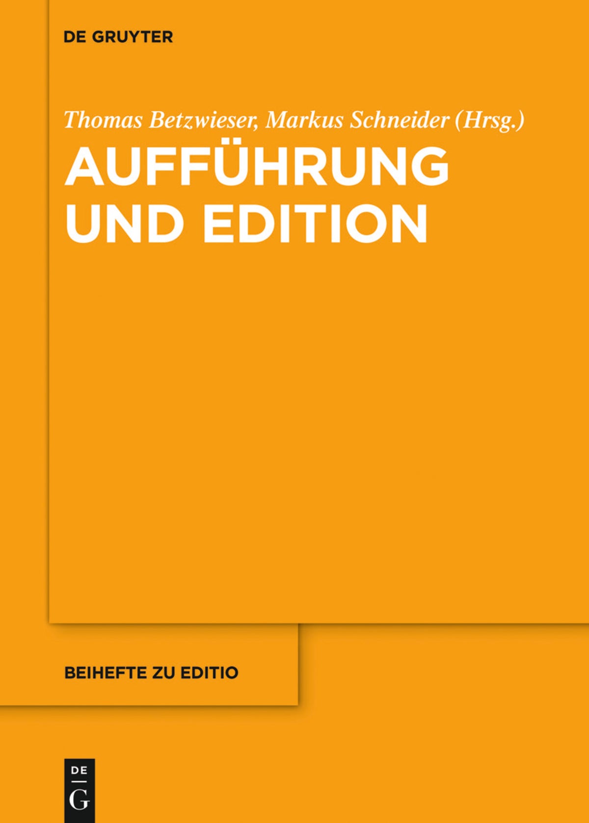 Cover image for Aufführung und Edition ISBN 9783110635874