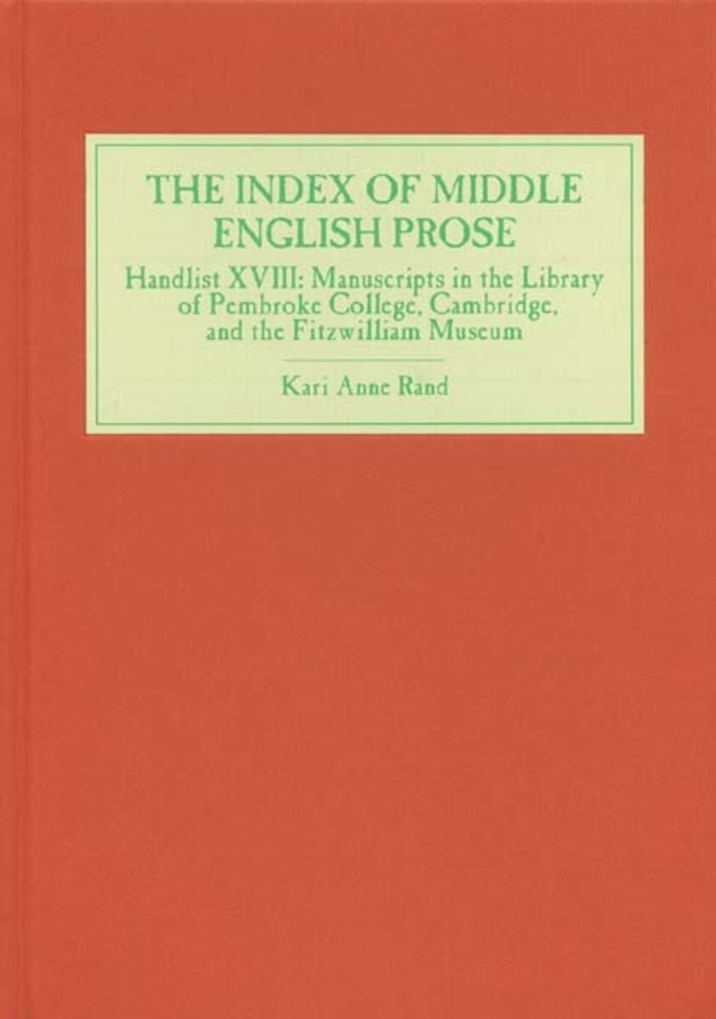 Cover image for The Index of Middle English Prose ISBN 9781843840534