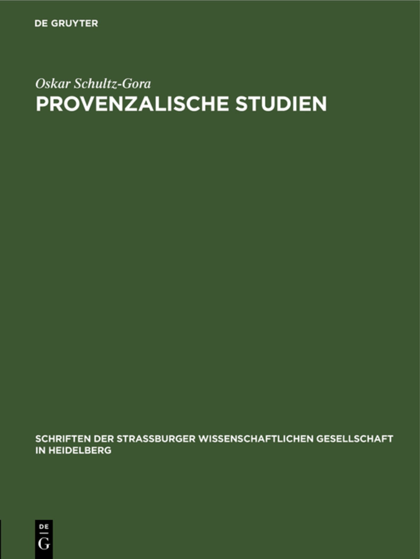 Cover image for Provenzalische Studien ISBN 9783112693896