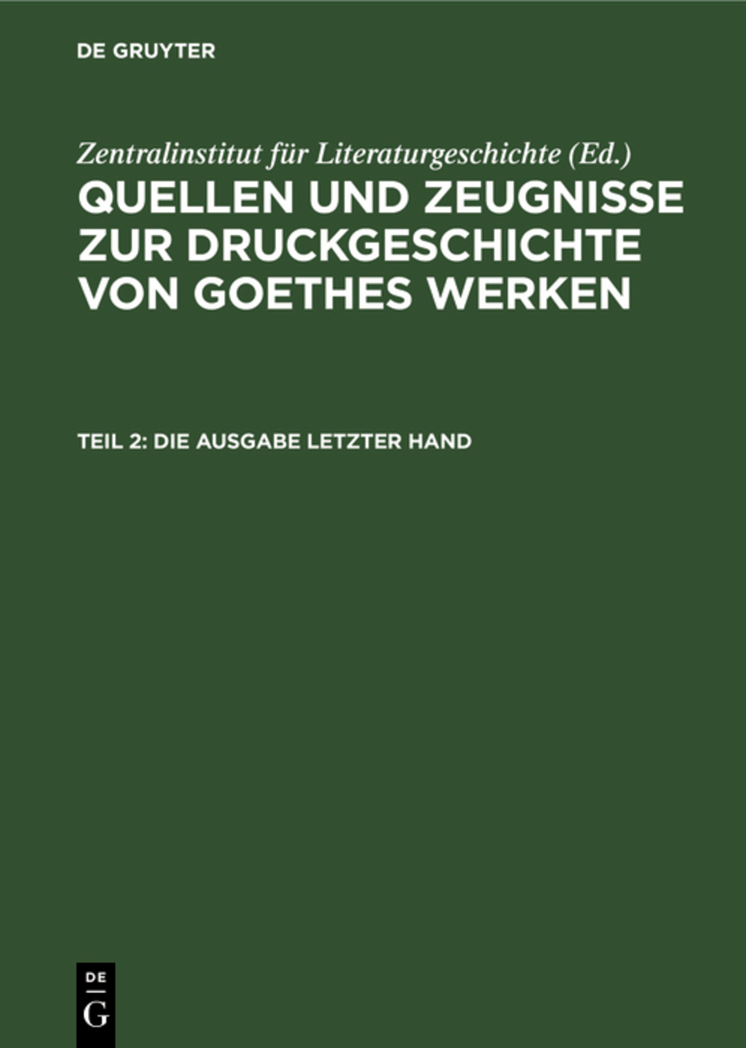 Die Ausgabe letzter Hand