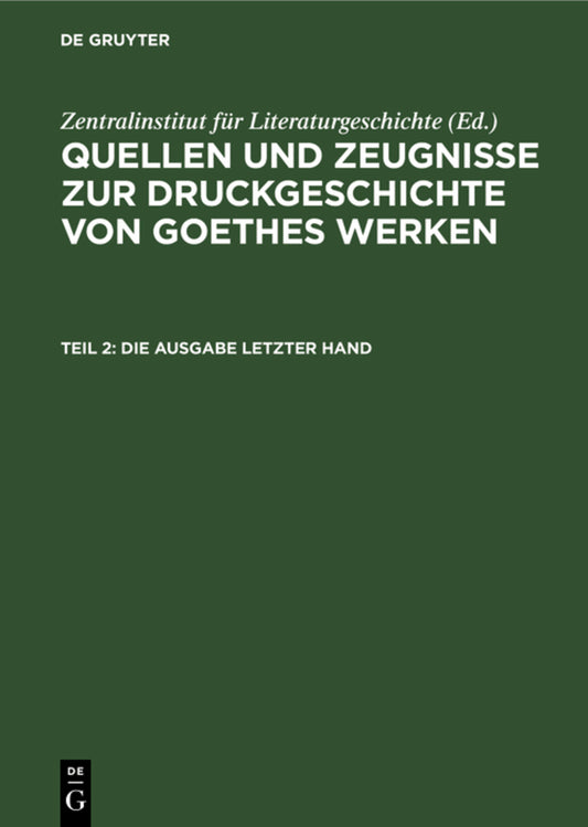 Die Ausgabe letzter Hand