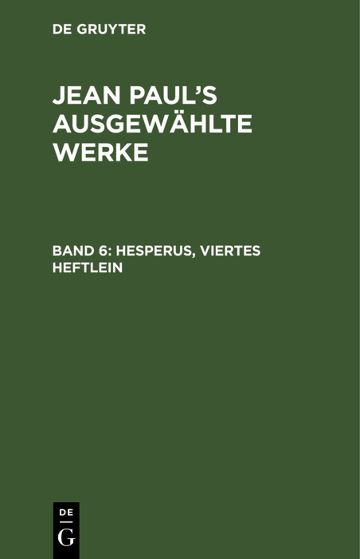 Cover image for Hesperus, viertes Heftlein ISBN 9783111081465