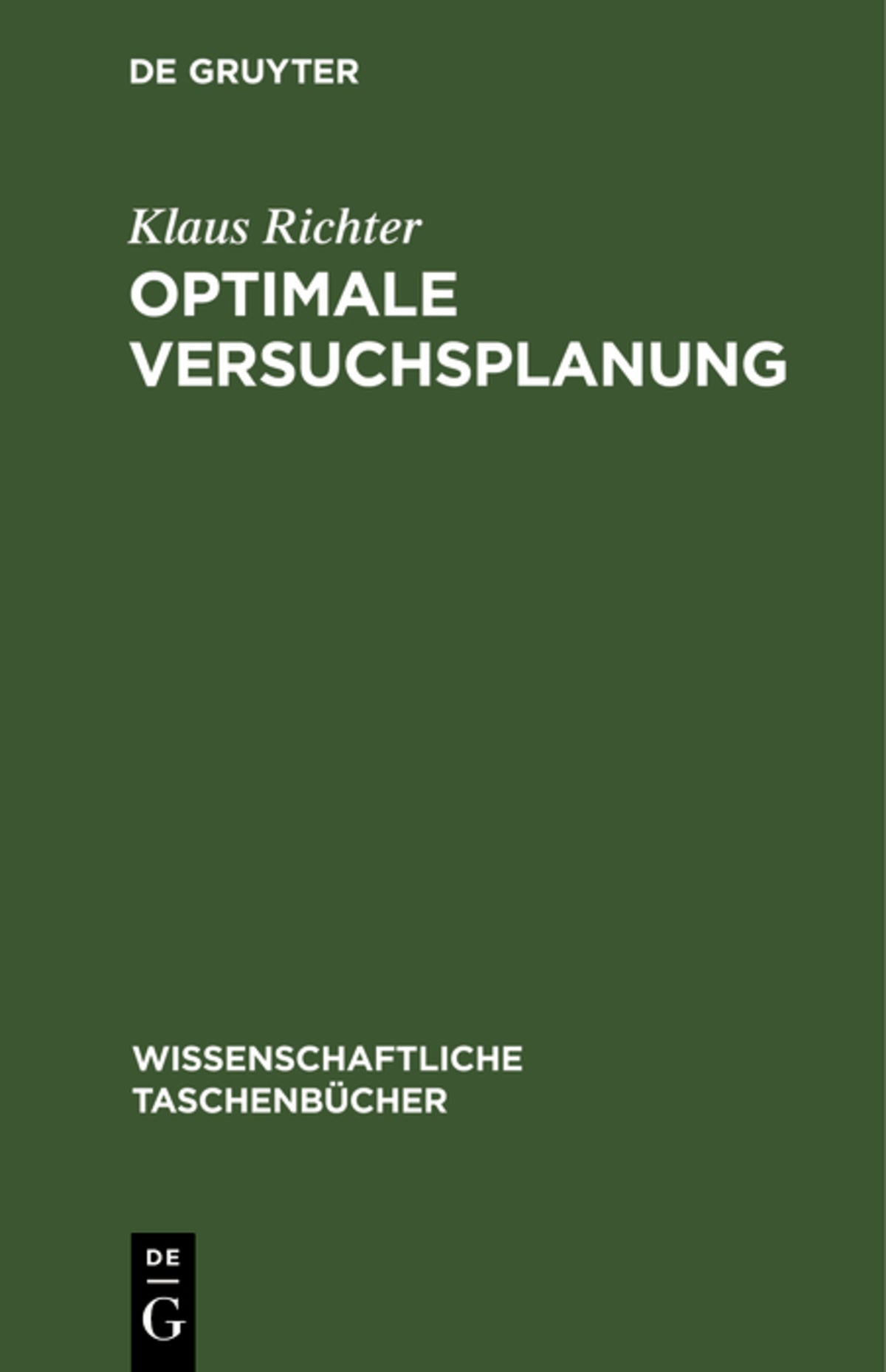 Cover image for Optimale Versuchsplanung ISBN 9783112566732
