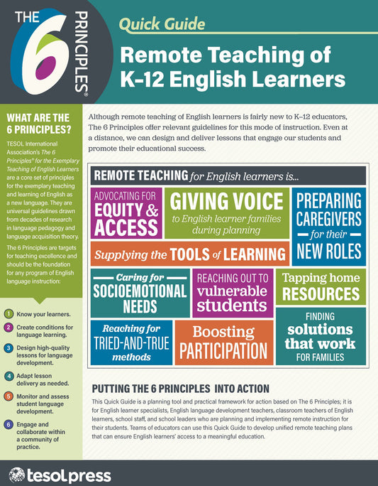 The 6 Principles Quick Guide: Remote Teaching of K–12 English Learners (Pack of 25)