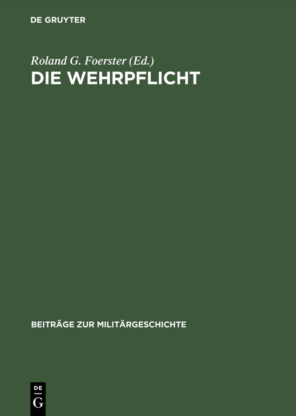 Cover image for Die Wehrpflicht ISBN 9783486560428