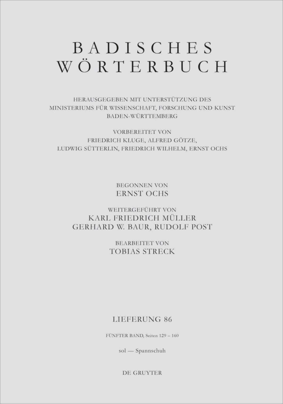 Band V/Lieferung 86: Badisches Wörterbuch.
