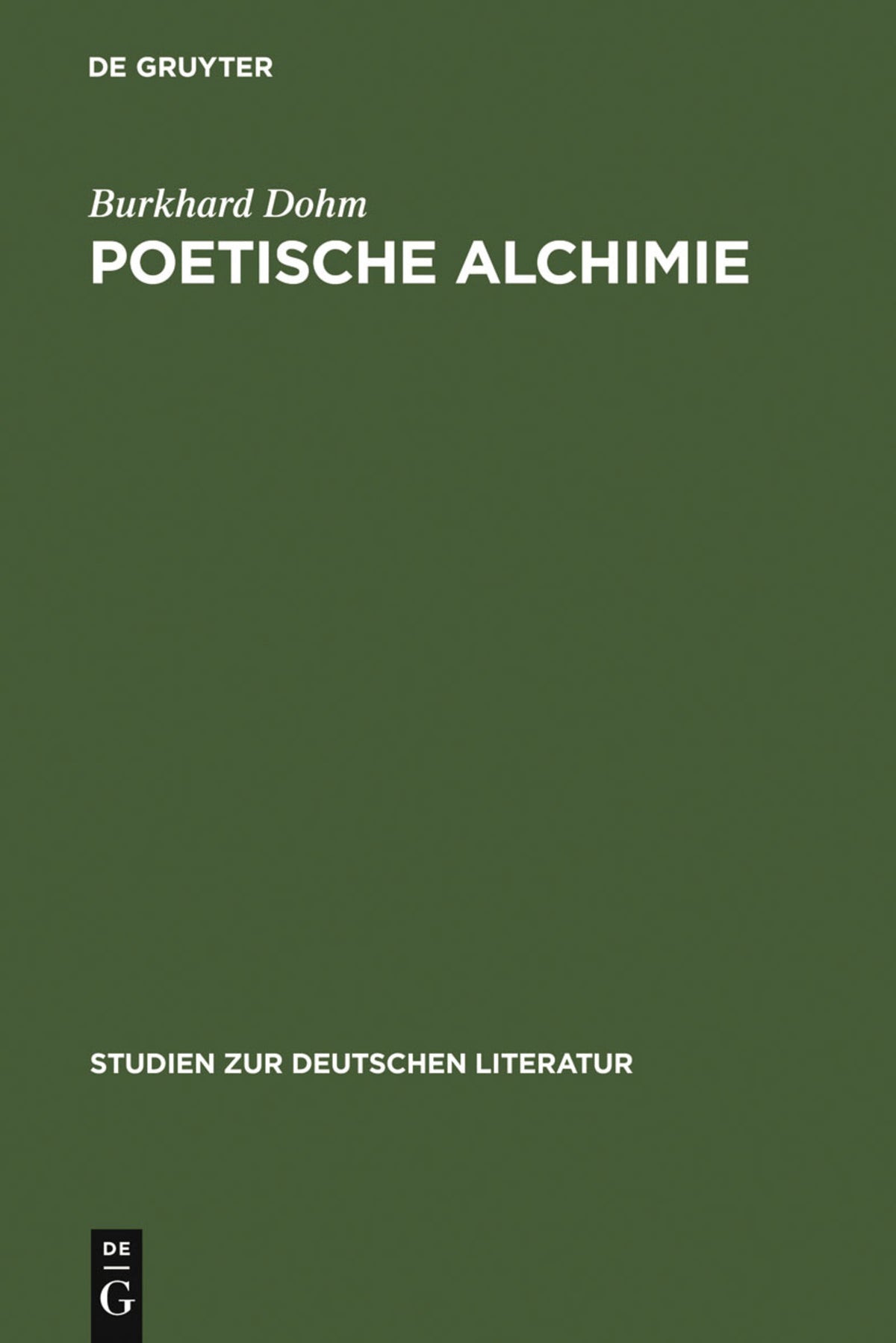 Cover image for Poetische Alchimie ISBN 9783484181540