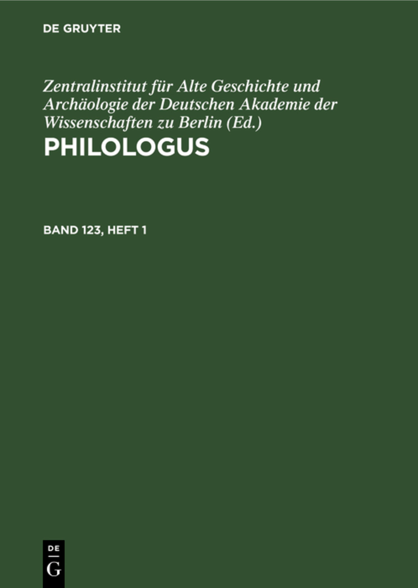 Philologus. Band 123, Heft 1