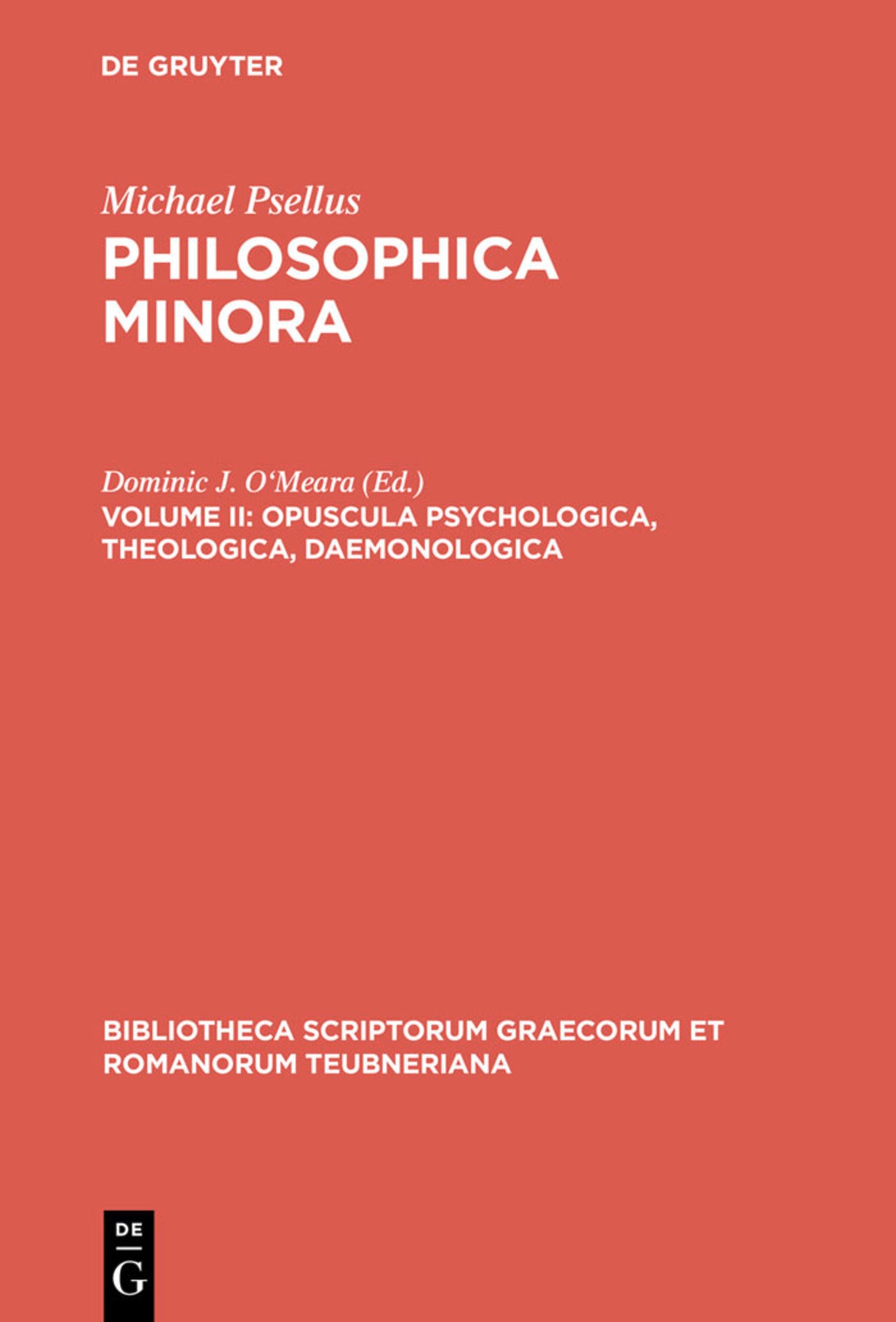 Cover image for Opuscula psychologica, theologica, daemonologica ISBN 9783598716614