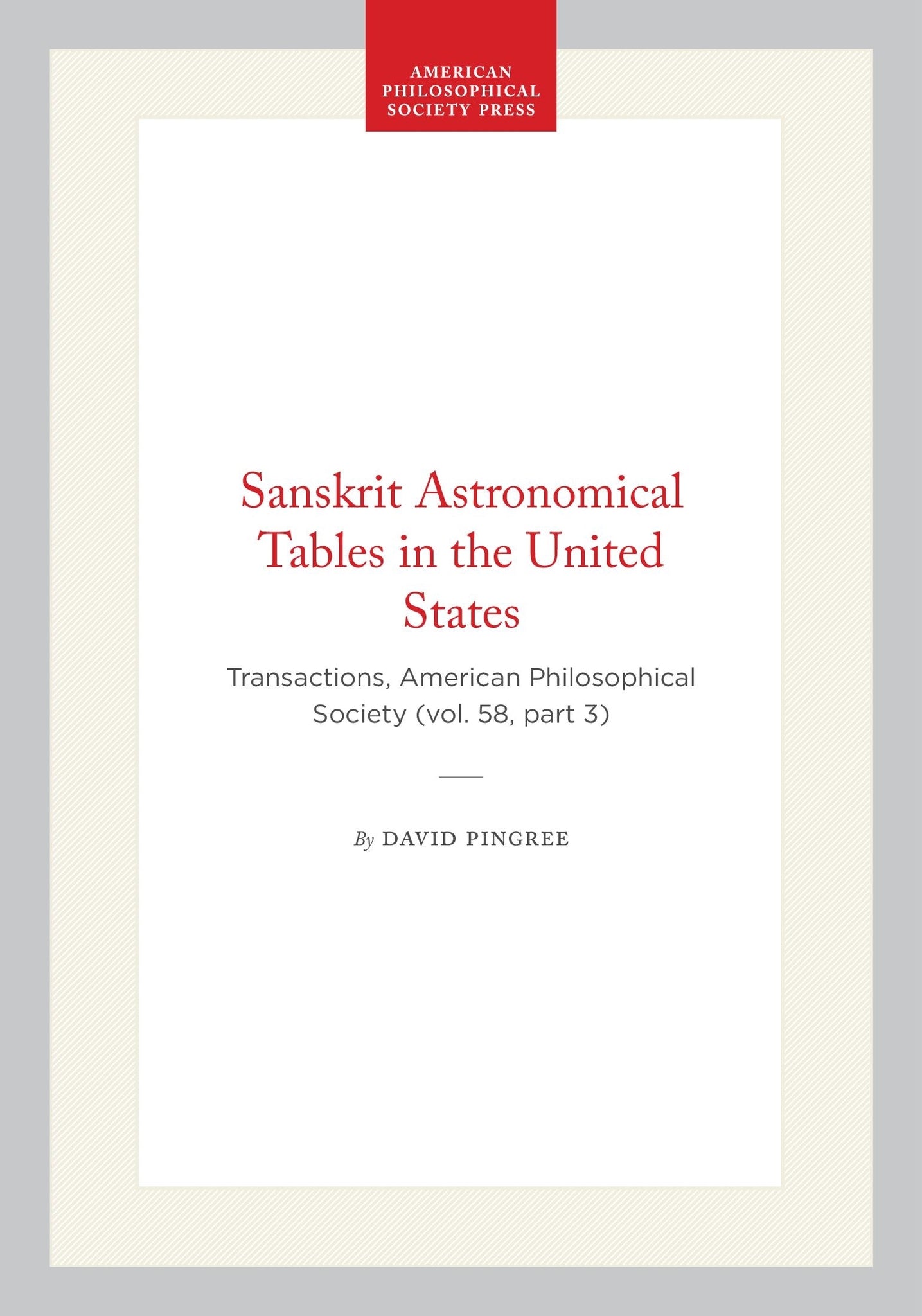 Sanskrit Astronomical Tables in the United States