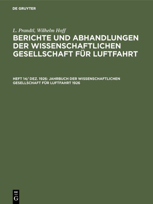 Jahrbuch der Wissenschaftlichen Gesellschaft für Luftfahrt 1926