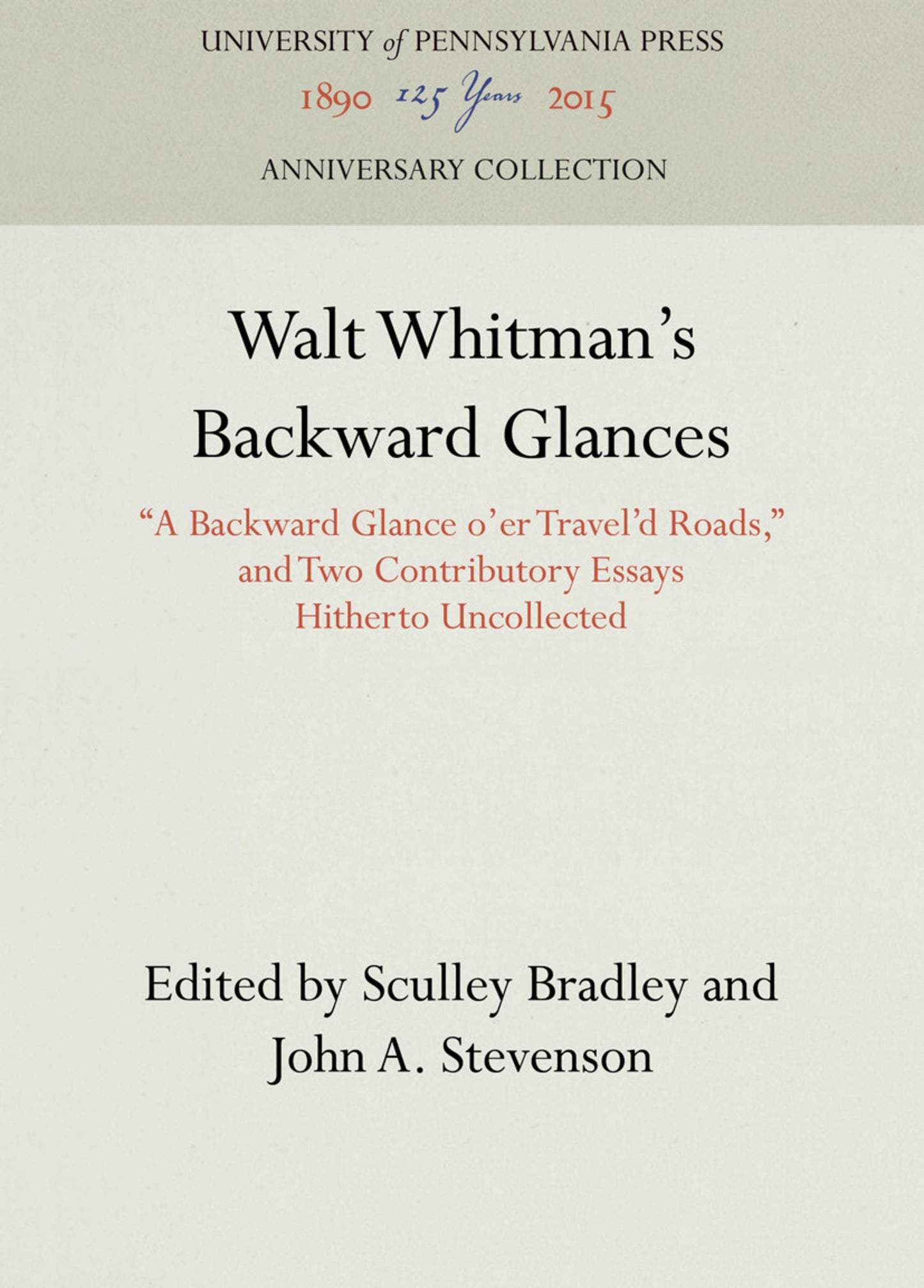 Walt Whitman's Backward Glances