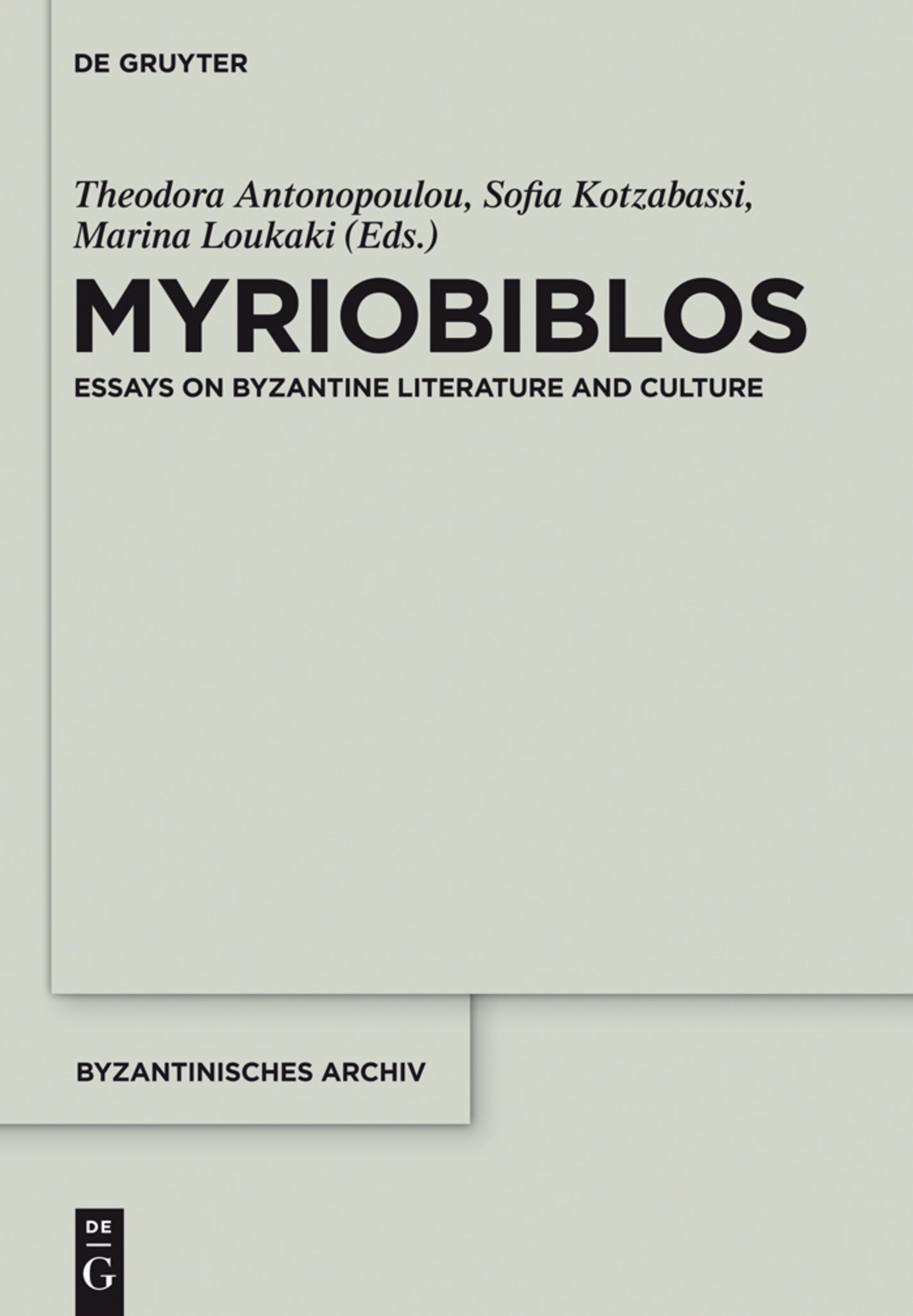 Cover image for Myriobiblos ISBN 9781501510519