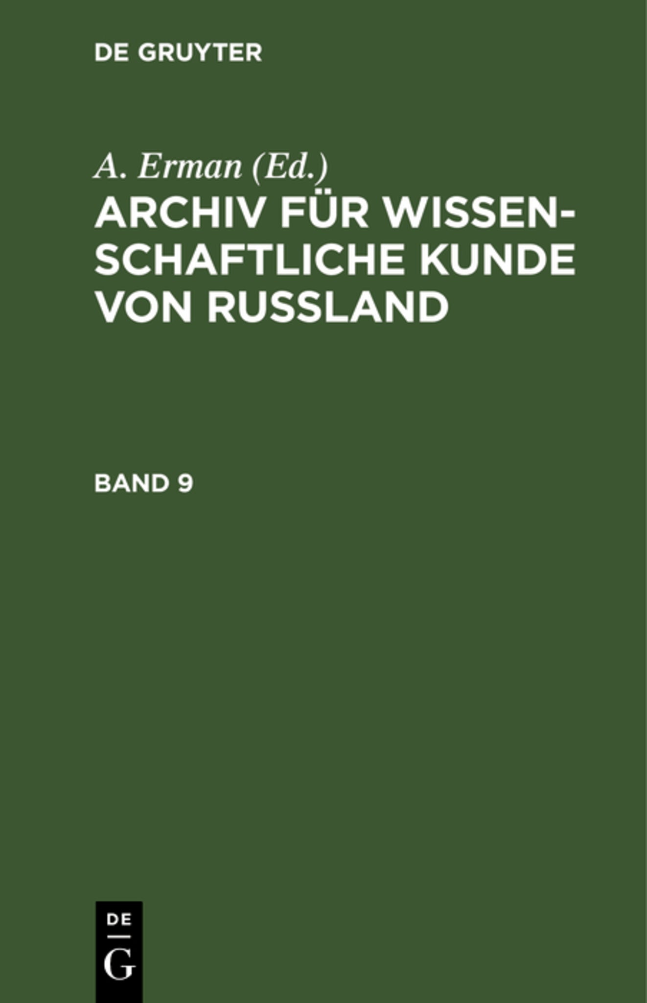 Cover image for Archiv für wissenschaftliche Kunde von Russland. Band 9 ISBN 9783112680278