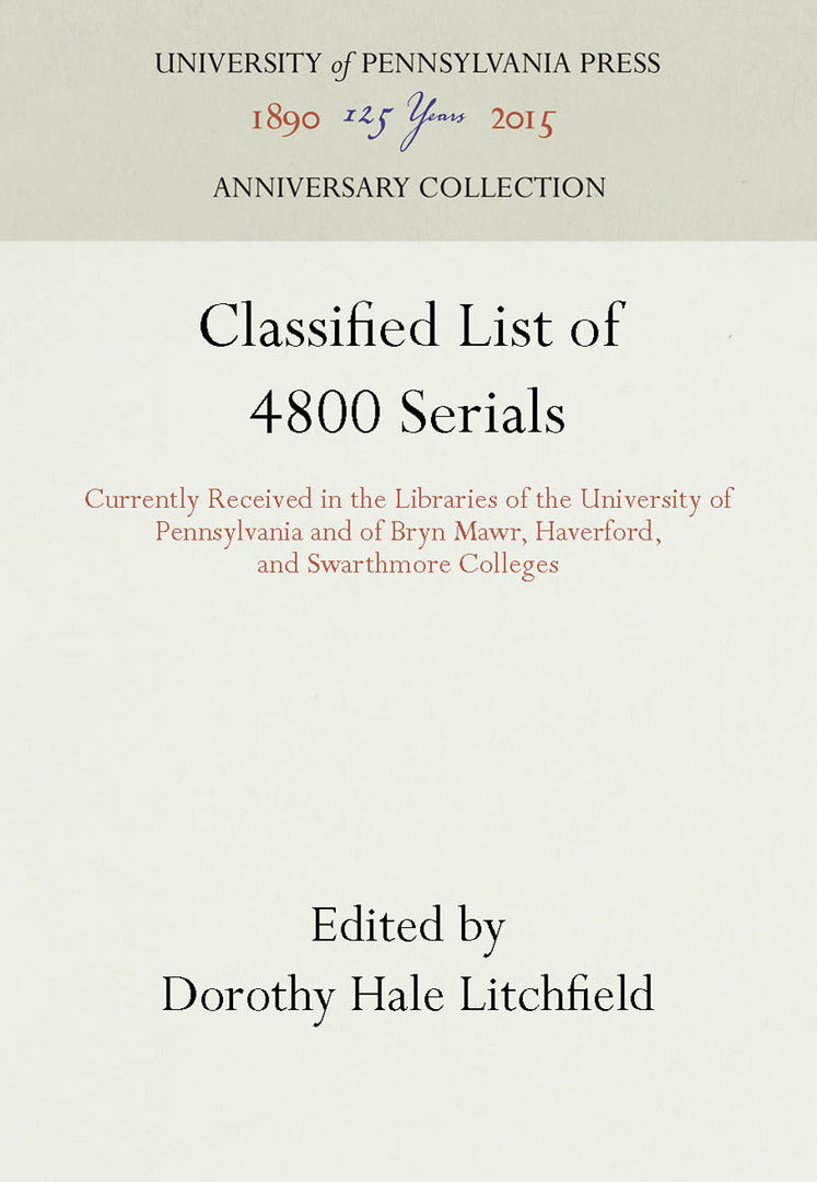 Cover image for Classified List of 4800 Serials ISBN 9781512803754